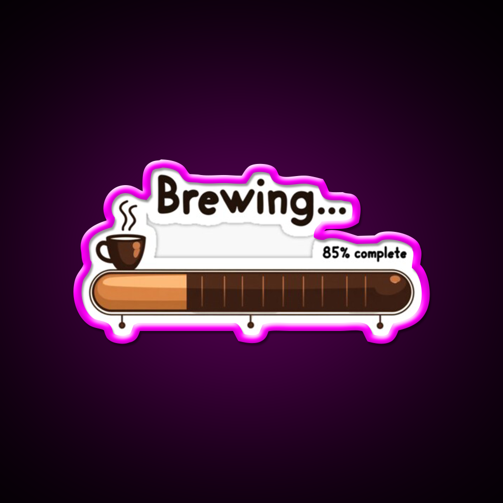 Brewing 85 Persent Complete Cafe Led Neon Sign Espresso Bar Art Rgb Color