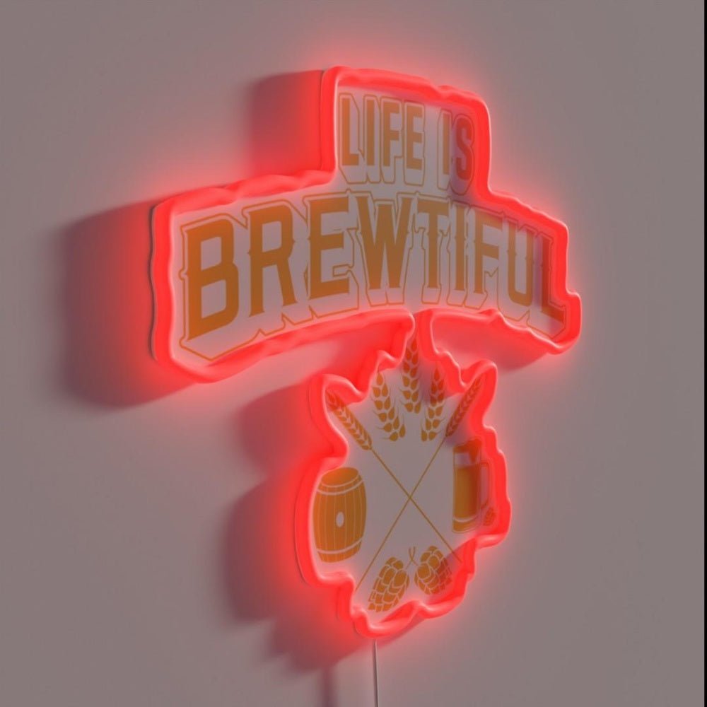 Brewing Hops Life Is Brewtiful Craft Beer Gifts Rgb Led Neon Sign - Shineneon