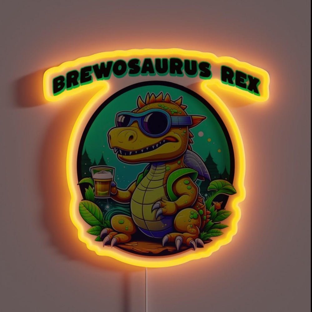 Brewosaurus Rex The Beer Loving Dinosaur Rgb Led Neon Sign - Shineneon