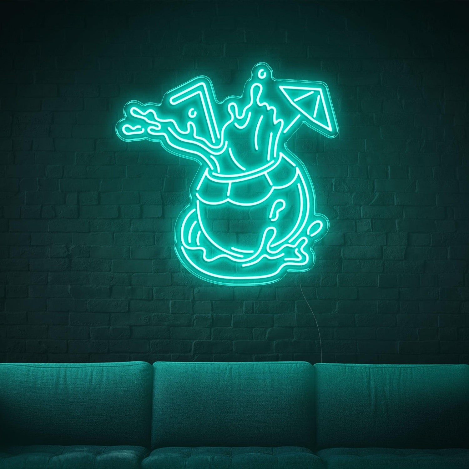 Bright Blue Coconut Splash Led Neon Sign For Home Cafe Decor | Shineneon