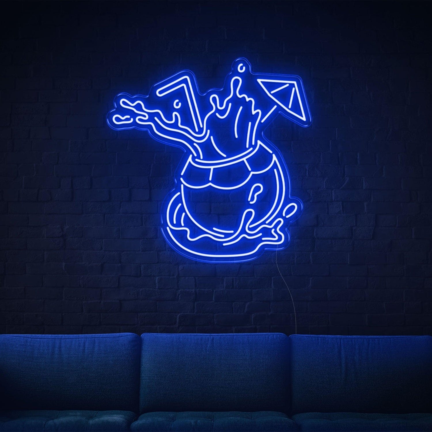 Bright Blue Coconut Splash Led Neon Sign For Home Cafe Decor | Shineneon