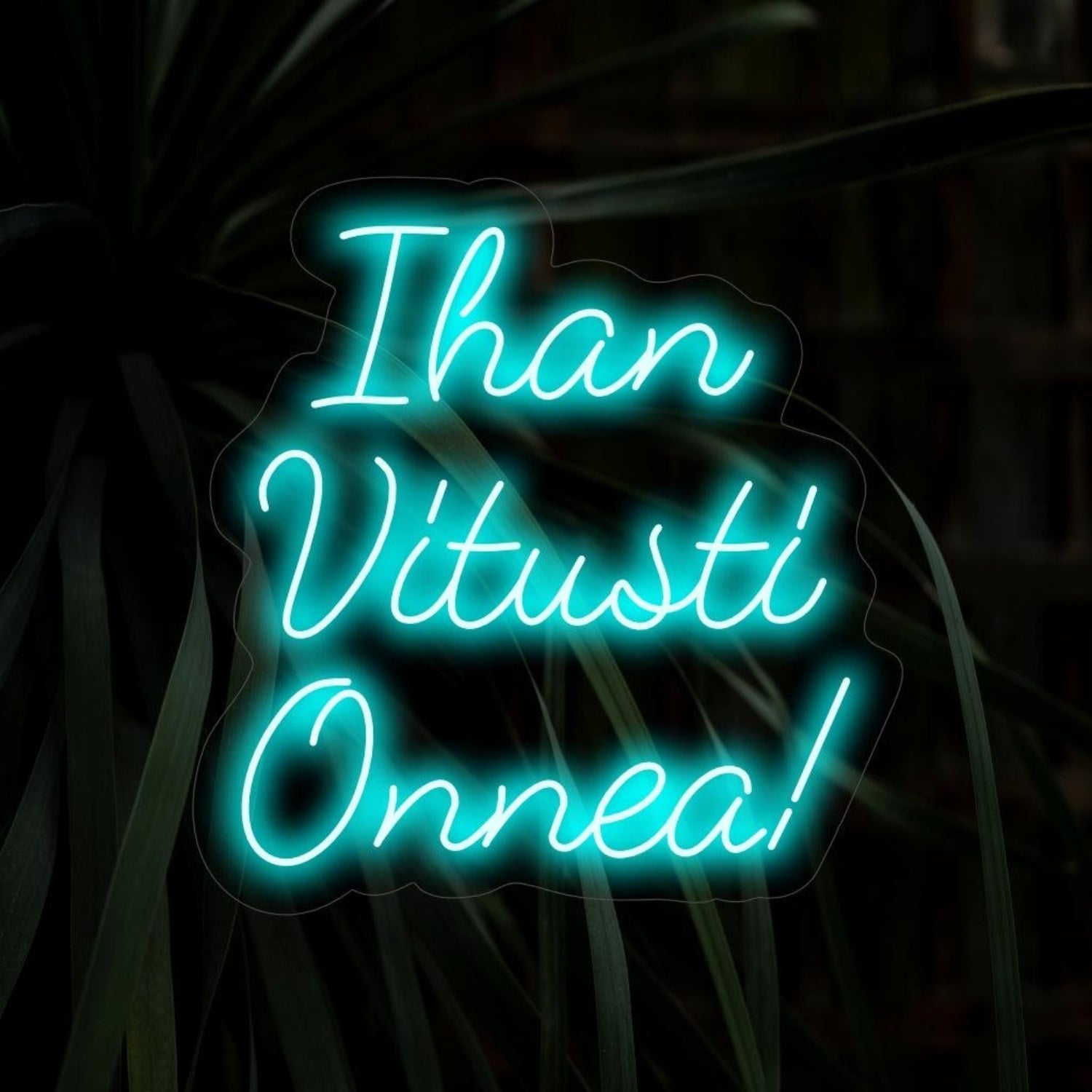 Bright Blue Ihan Vituusti Onnea Led Neon Sign For Indoor Celebration - Shineneon