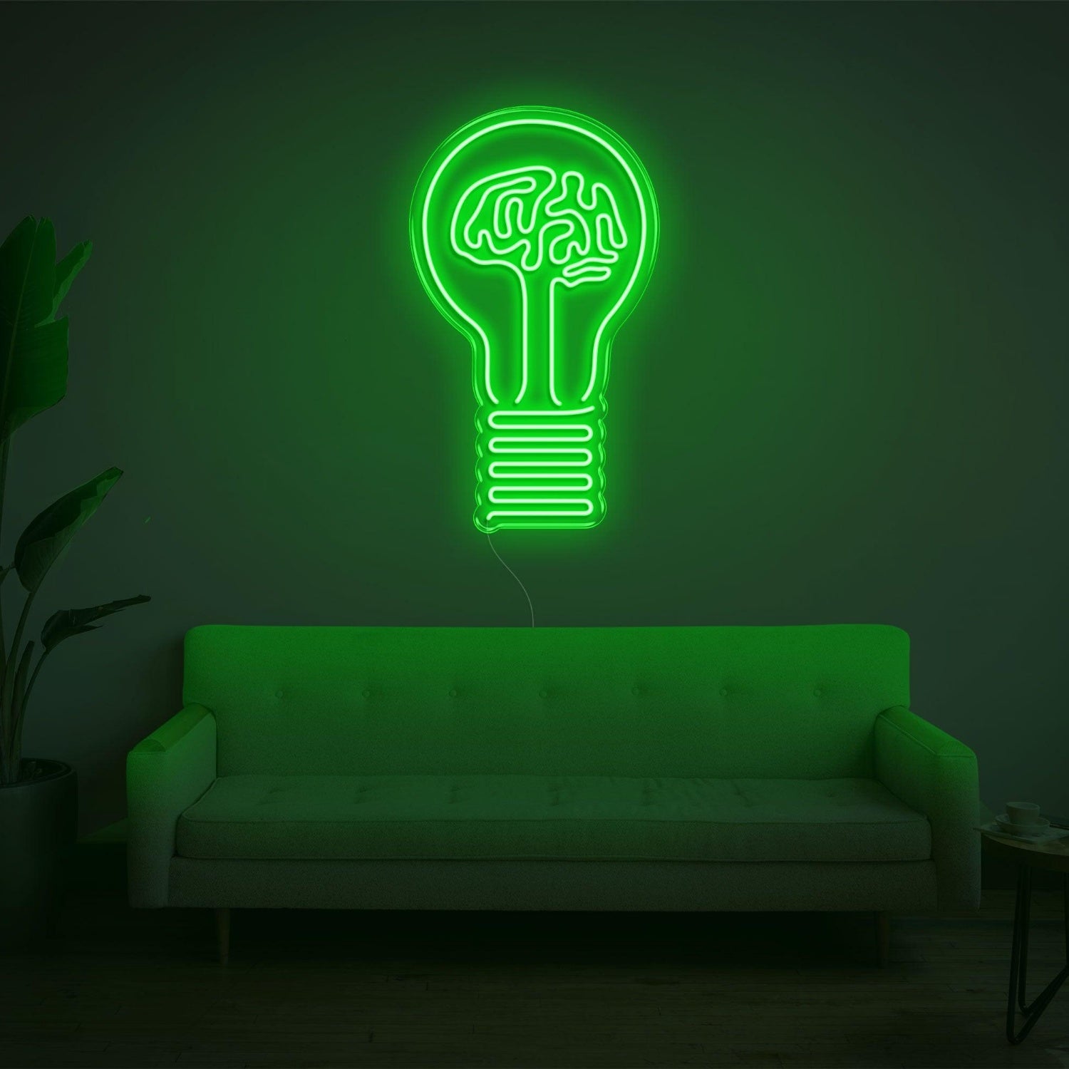 Bright Green Bulb Brain Led Neon Sign For Modern Indoor Decor | Shineneon