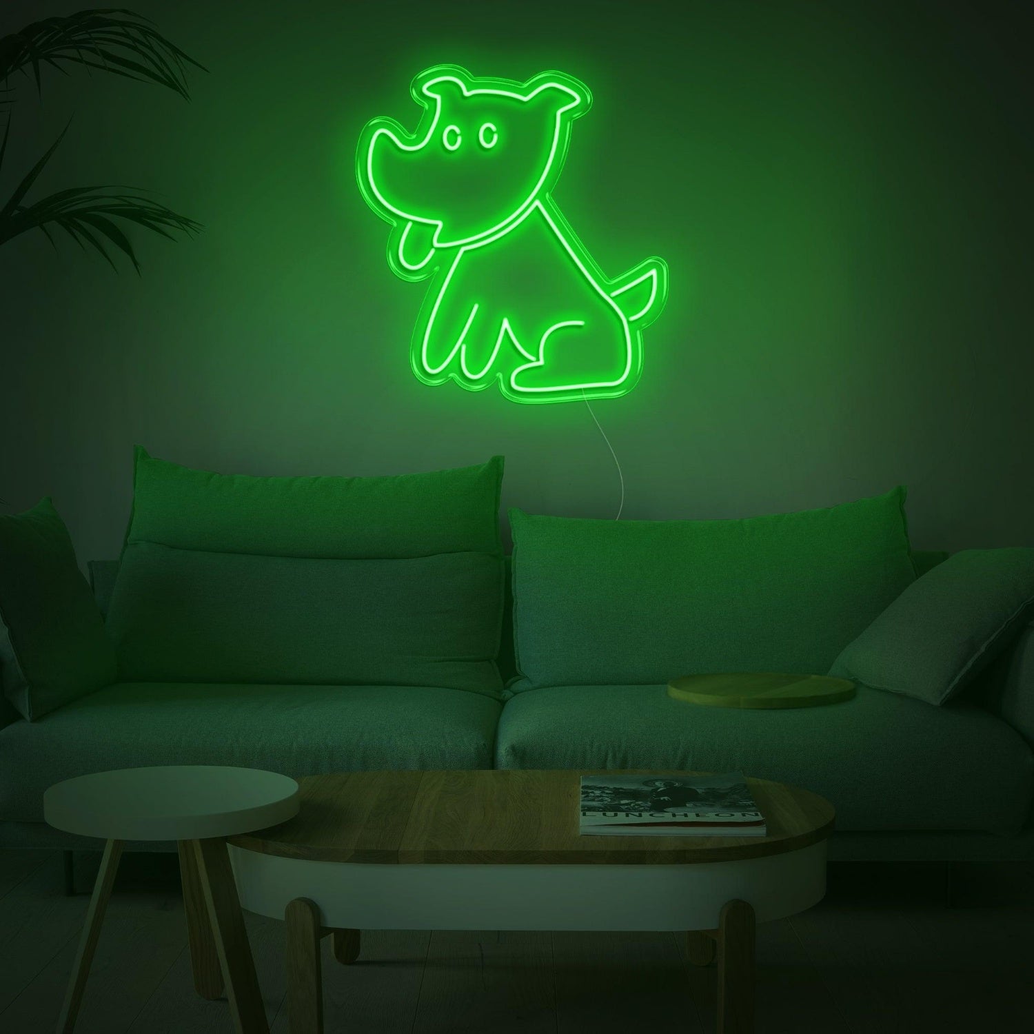 Bright Green Cartoon Puppy Led Neon Sign For Indoor Home Decor | Shineneon