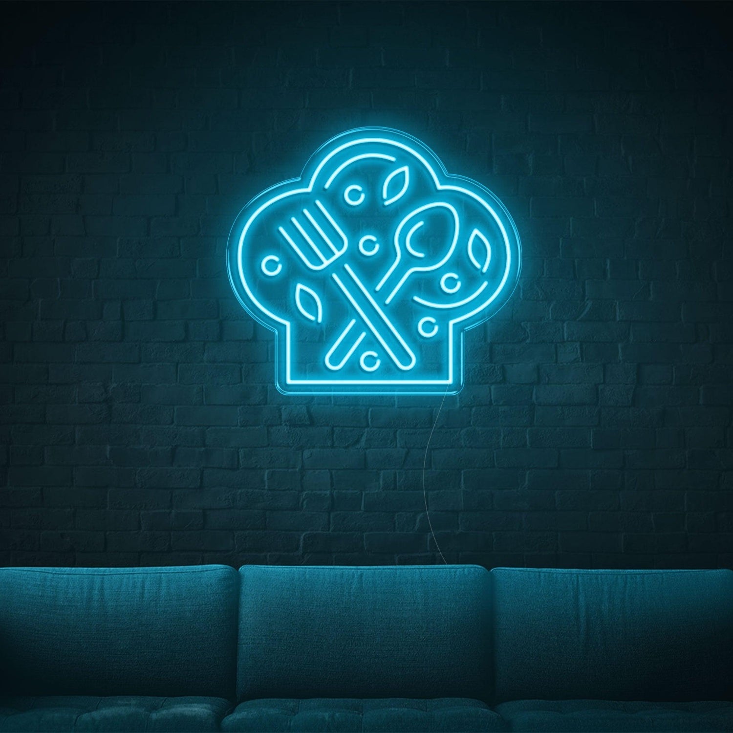 Bright Green Chef Hat With Fork Spoon Led Neon Sign For Restaurant Decor | Shineneon