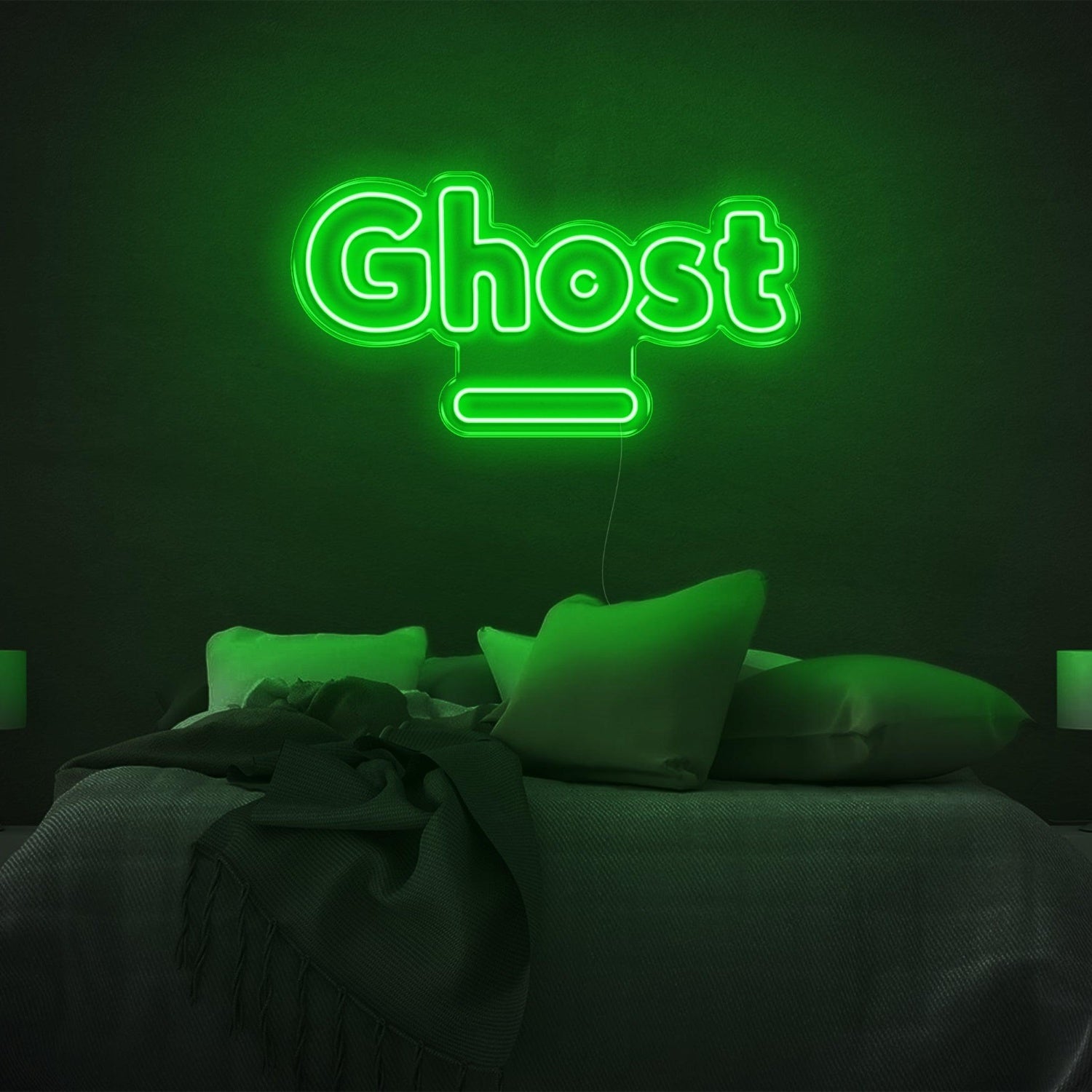 Bright Green Ghost Cartoon-Style Led Neon Sign For Bedroom Decor | Shineneon