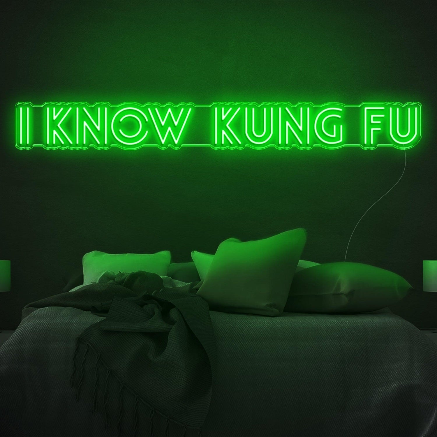 Bright Green I Know Kung Fu Led Neon Sign For Bedroom Decor | Shineneon