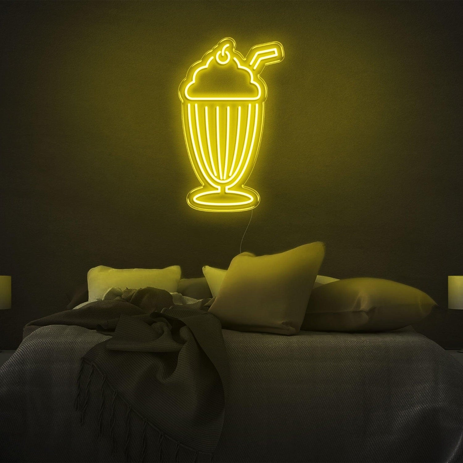 Bright Green Ice Cream Cup Led Neon Sign For Bedroom Wall Decor | Shineneon