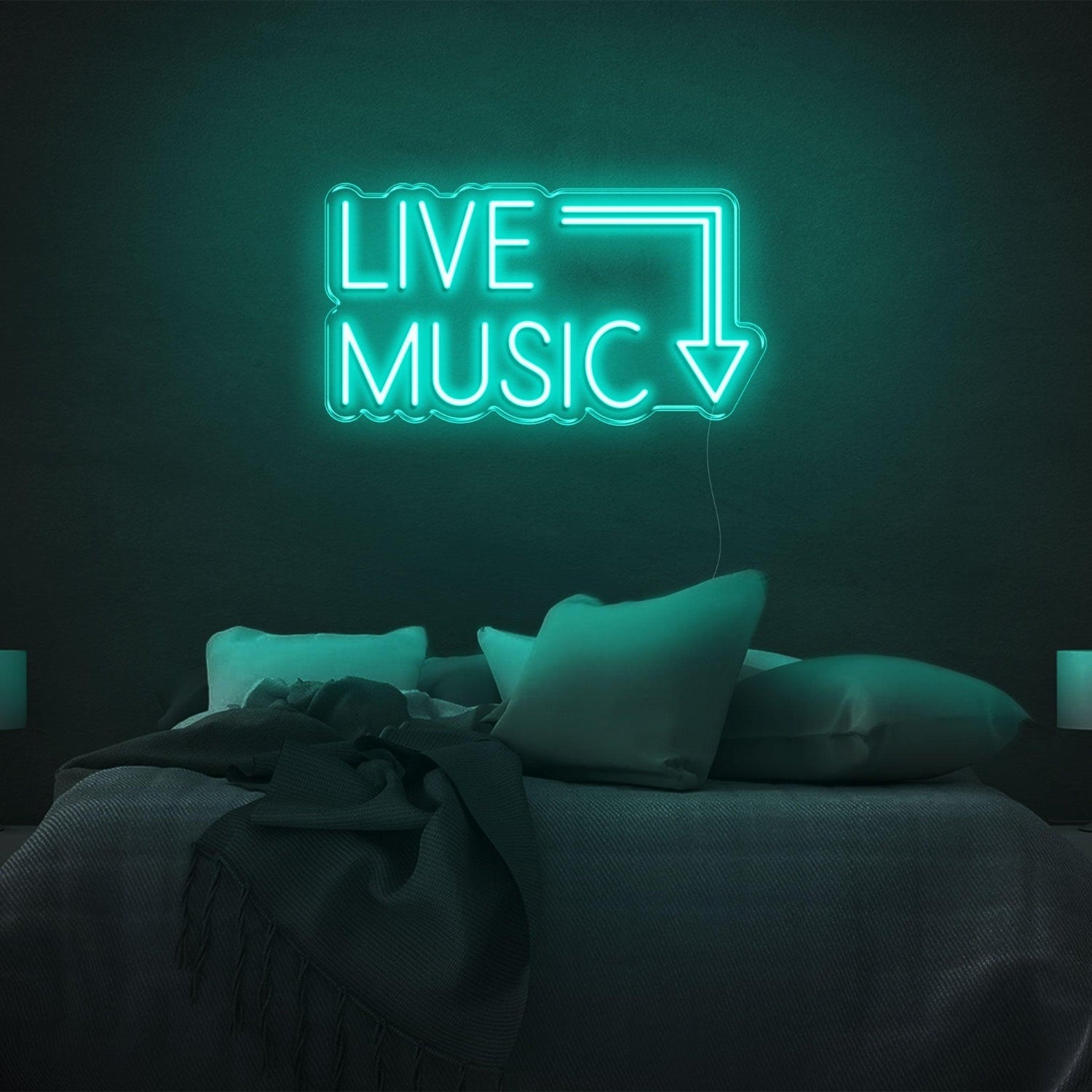 Bright Green Live Music Arrow Led Neon Sign For Bedroom Bar Decor | Shineneon