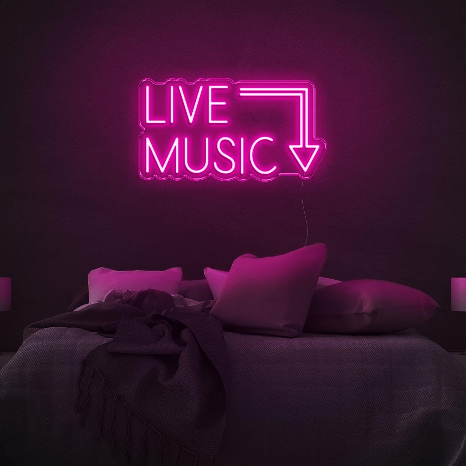 Bright Green Live Music Arrow Led Neon Sign For Bedroom Bar Decor | Shineneon