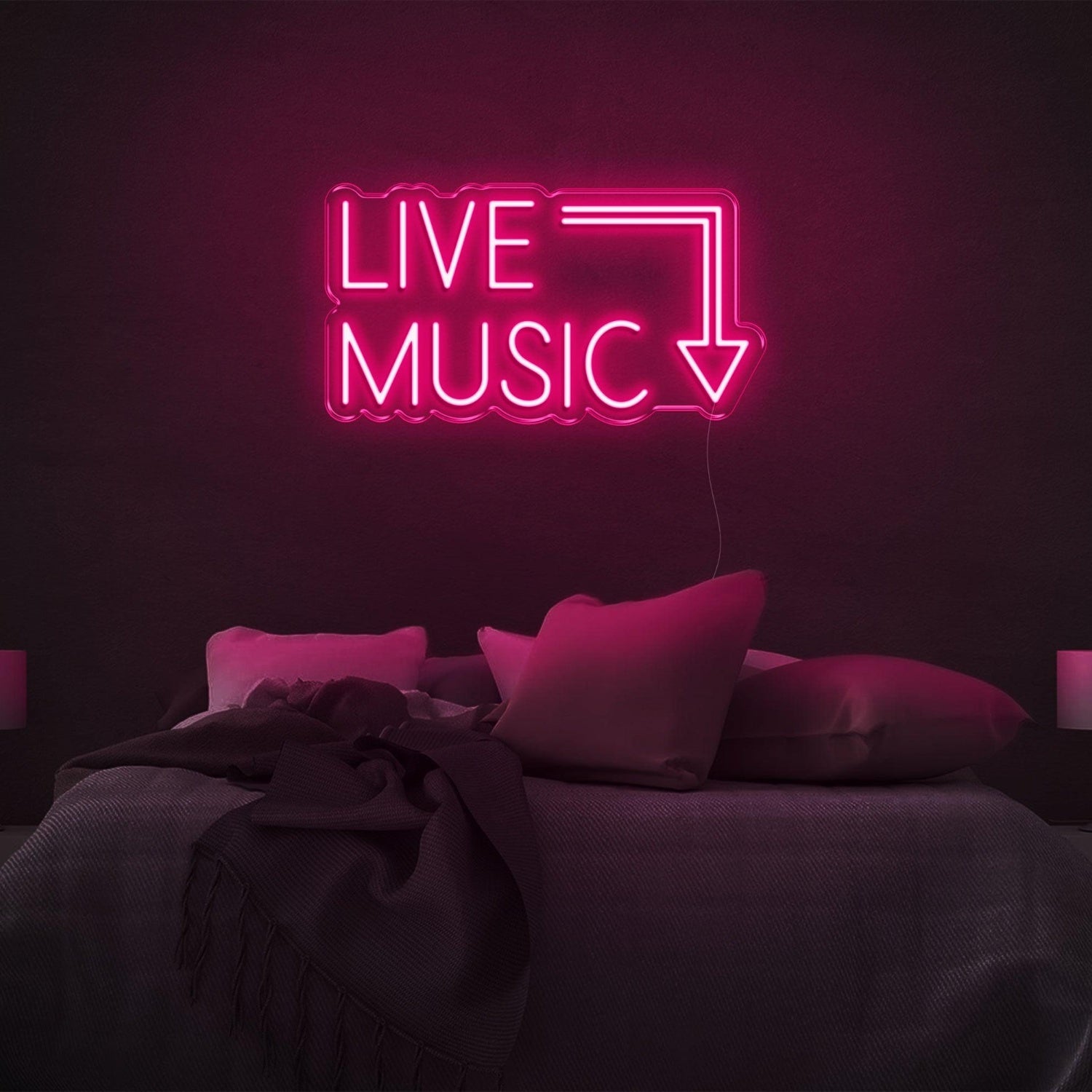 Bright Green Live Music Arrow Led Neon Sign For Bedroom Bar Decor | Shineneon