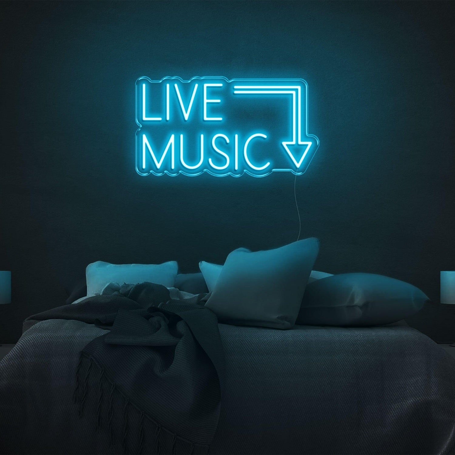Bright Green Live Music Arrow Led Neon Sign For Bedroom Bar Decor | Shineneon