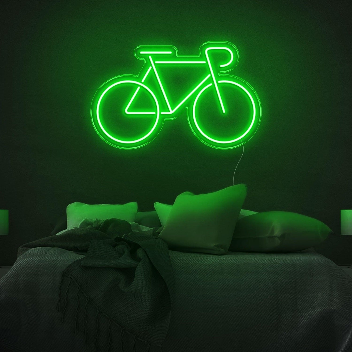 Bright Green Minimalist Bicycle Outline Led Neon Sign For Bedroom Wall Decor | Shineneon