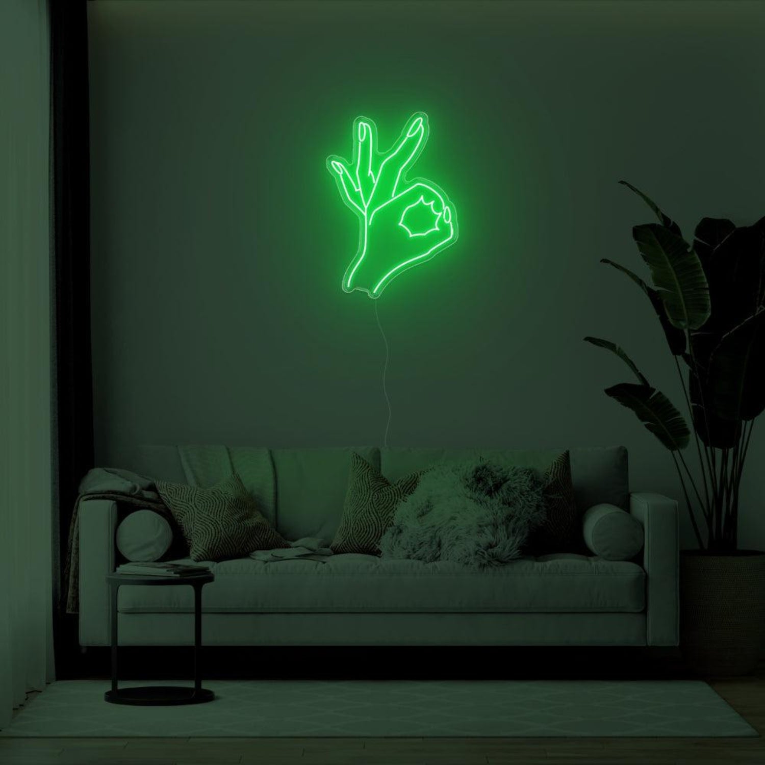 Bright Green Ok Hand Gesture Led Neon Sign For Living Room Wall Art | Shineneon