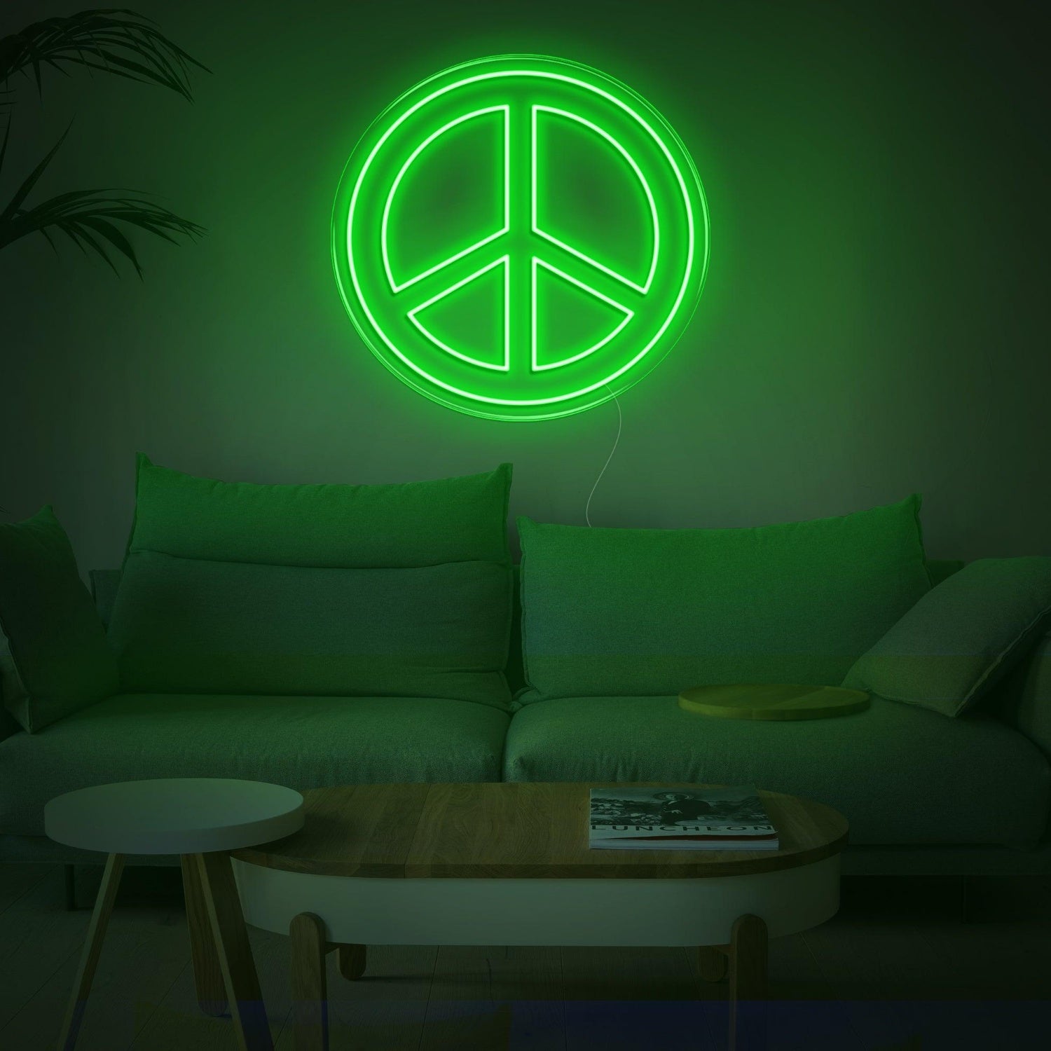 Bright Green Peace Sign Led Neon Sign For Living Room Bedroom Wall Decor | Shineneon