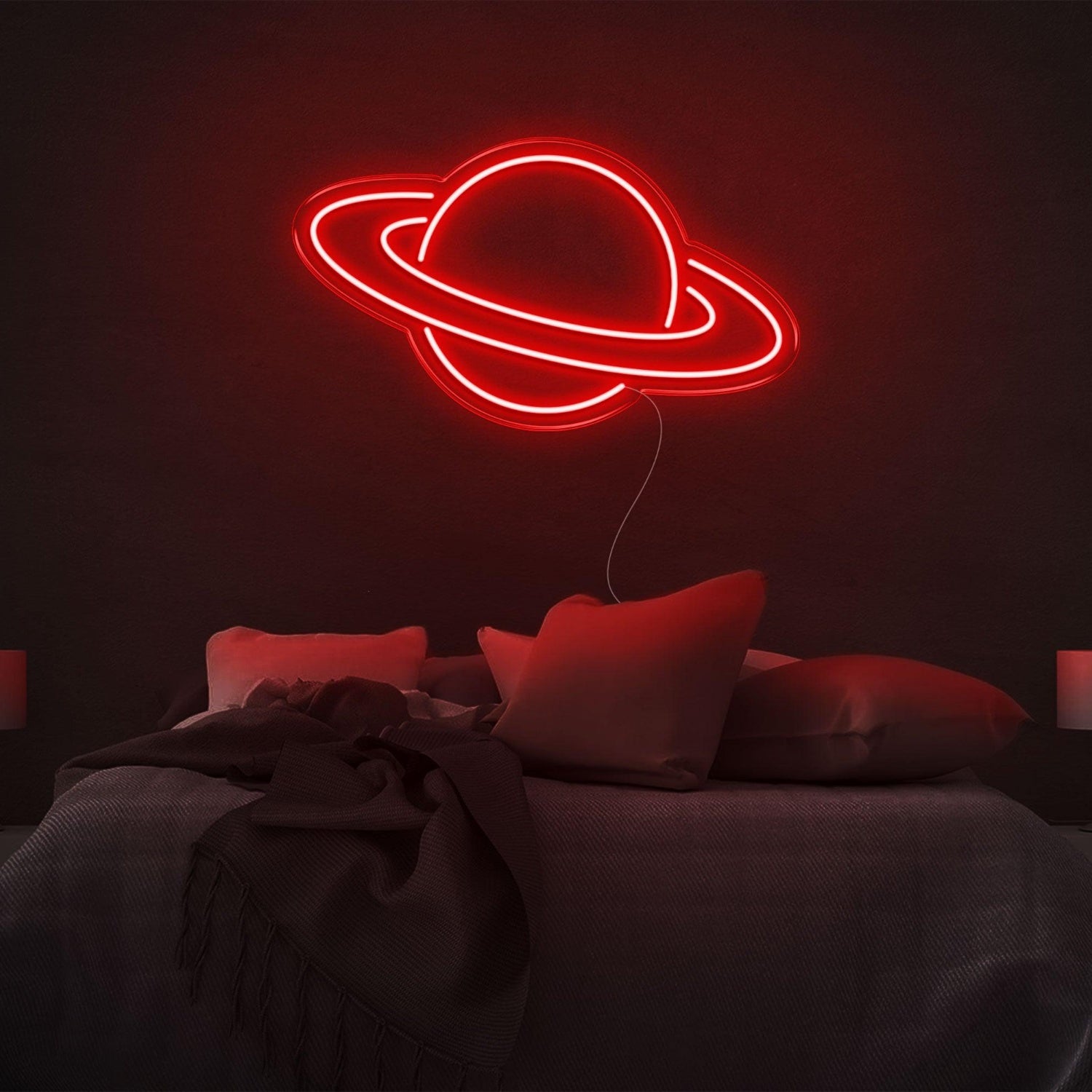 Bright Green Saturn Planet Led Neon Sign For Bedroom Wall Decor | Shineneon