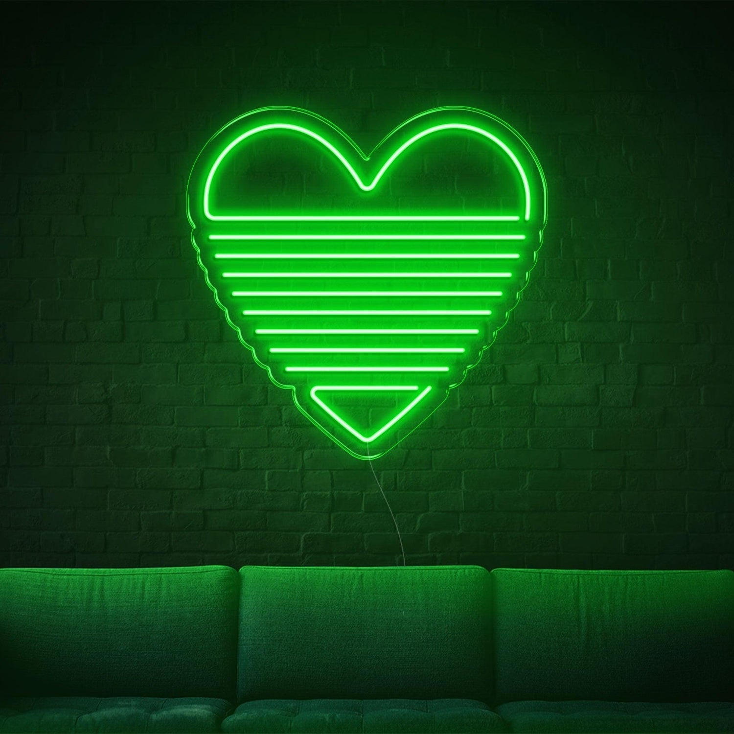 Bright Green Striped Heart Led Neon Sign Indoor Wall Decor | Shineneon