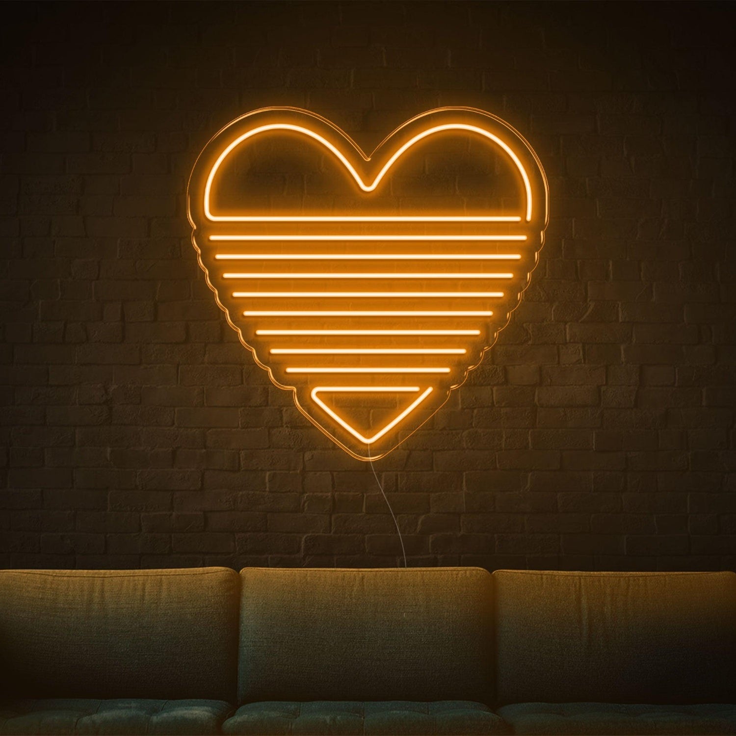 Bright Green Striped Heart Led Neon Sign Indoor Wall Decor | Shineneon