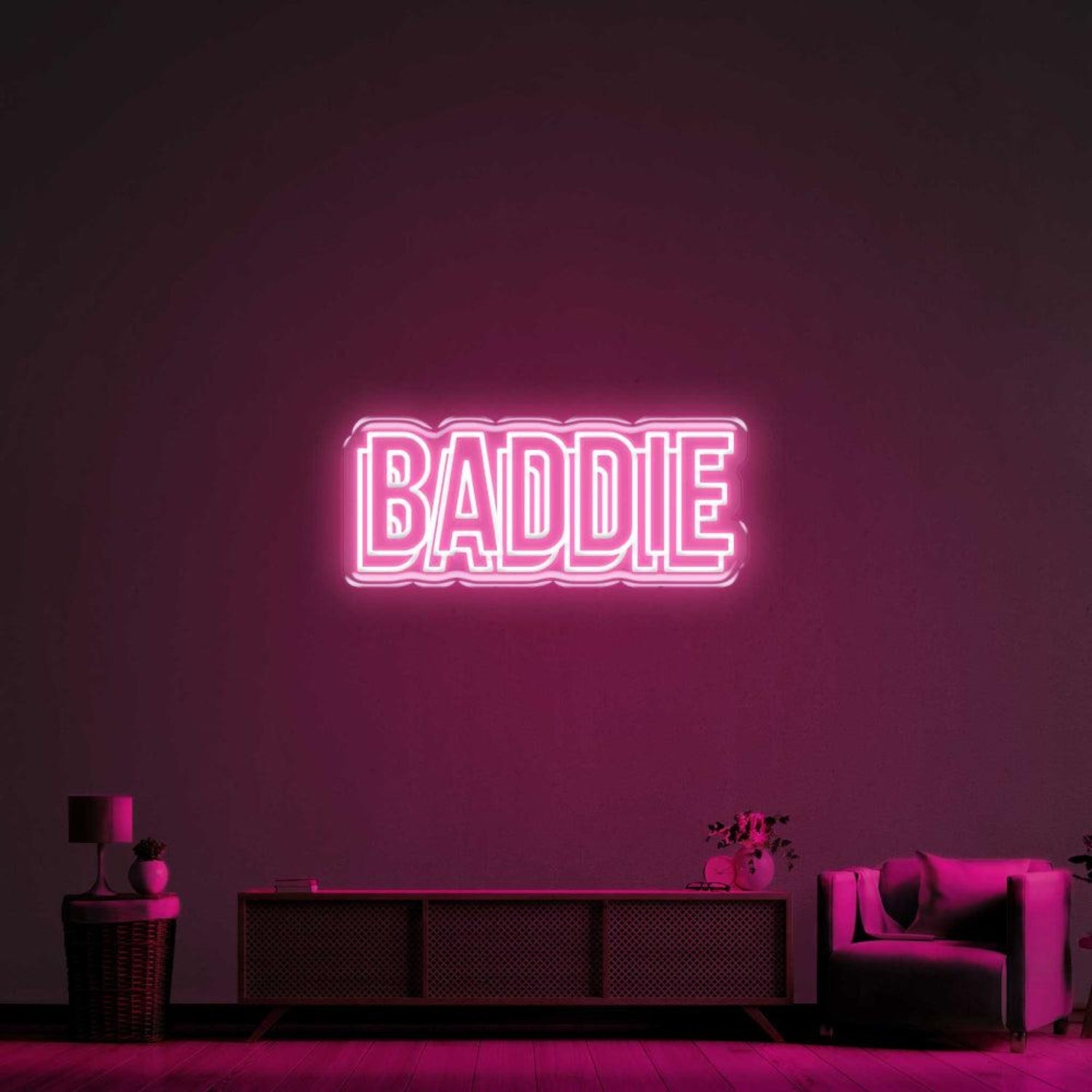 Bright Pink Baddie Led Neon Sign For Trendy Home Decor | Shineneon