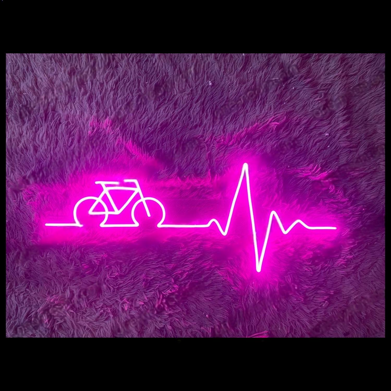 Bright Pink Bicycle Heartbeat Led Neon Sign For Gym Decor | Shineneon