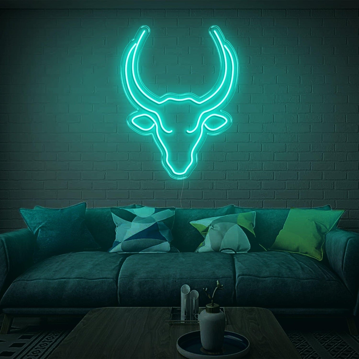 Bright Pink Bull Head Outline Led Neon Sign For Living Room Wall Art | Shineneon