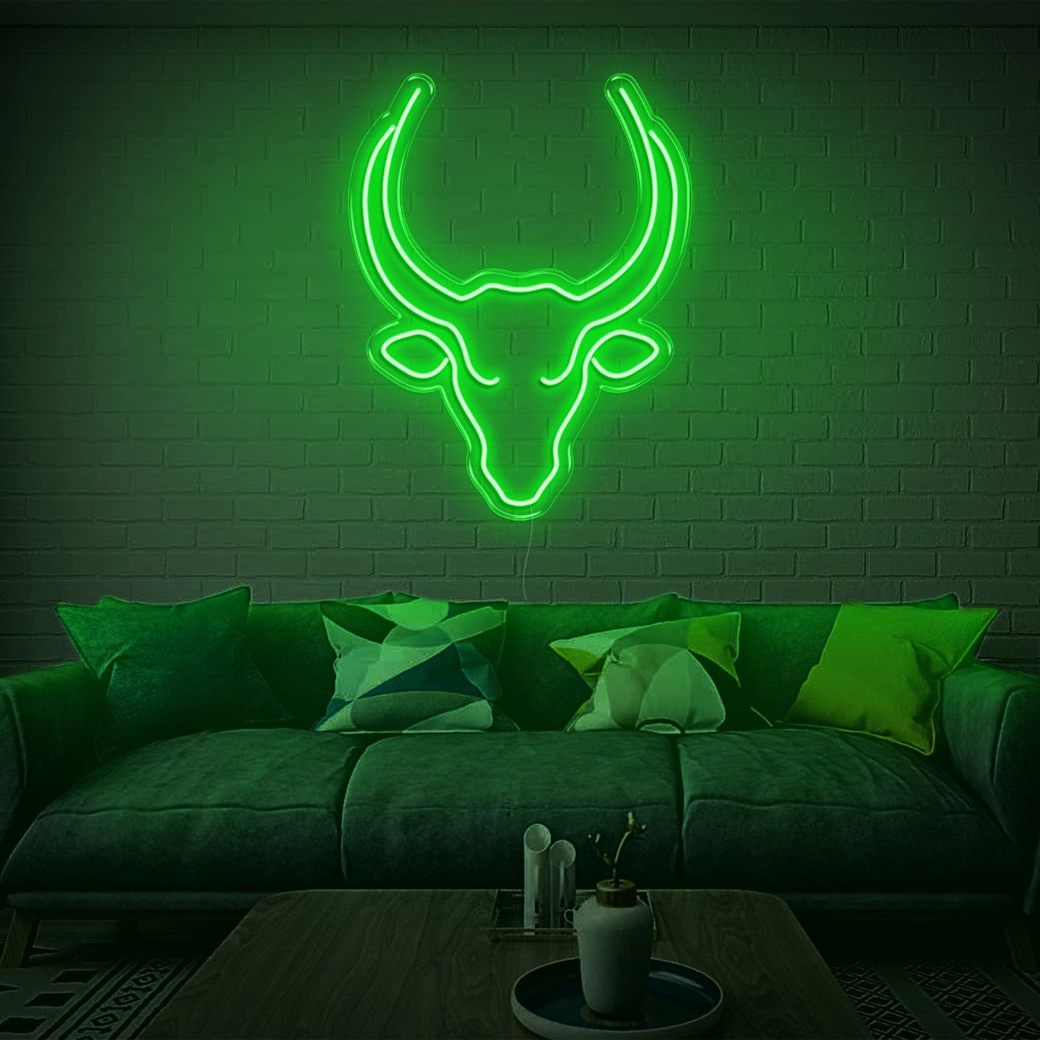 Bright Pink Bull Head Outline Led Neon Sign For Living Room Wall Art | Shineneon