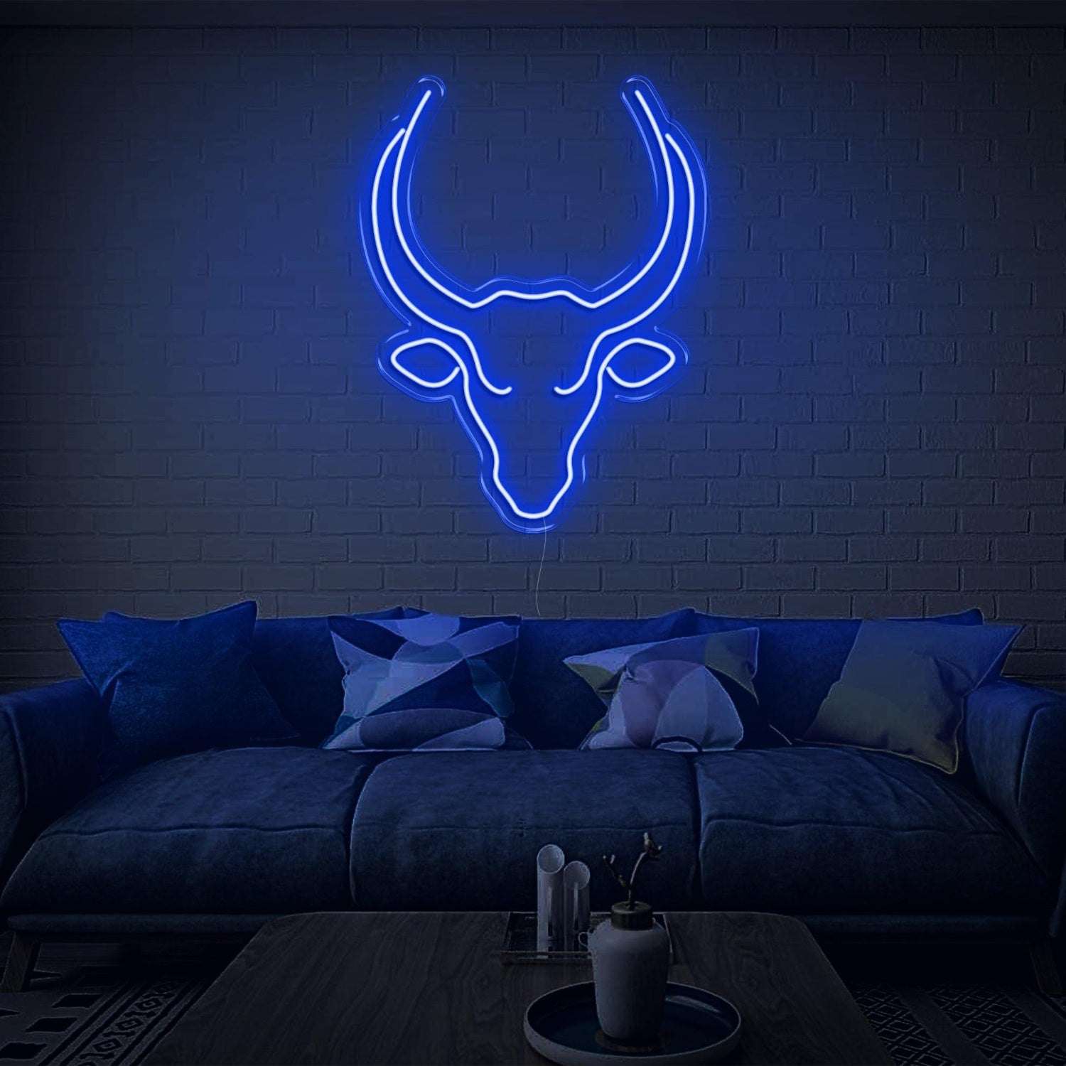 Bright Pink Bull Head Outline Led Neon Sign For Living Room Wall Art | Shineneon