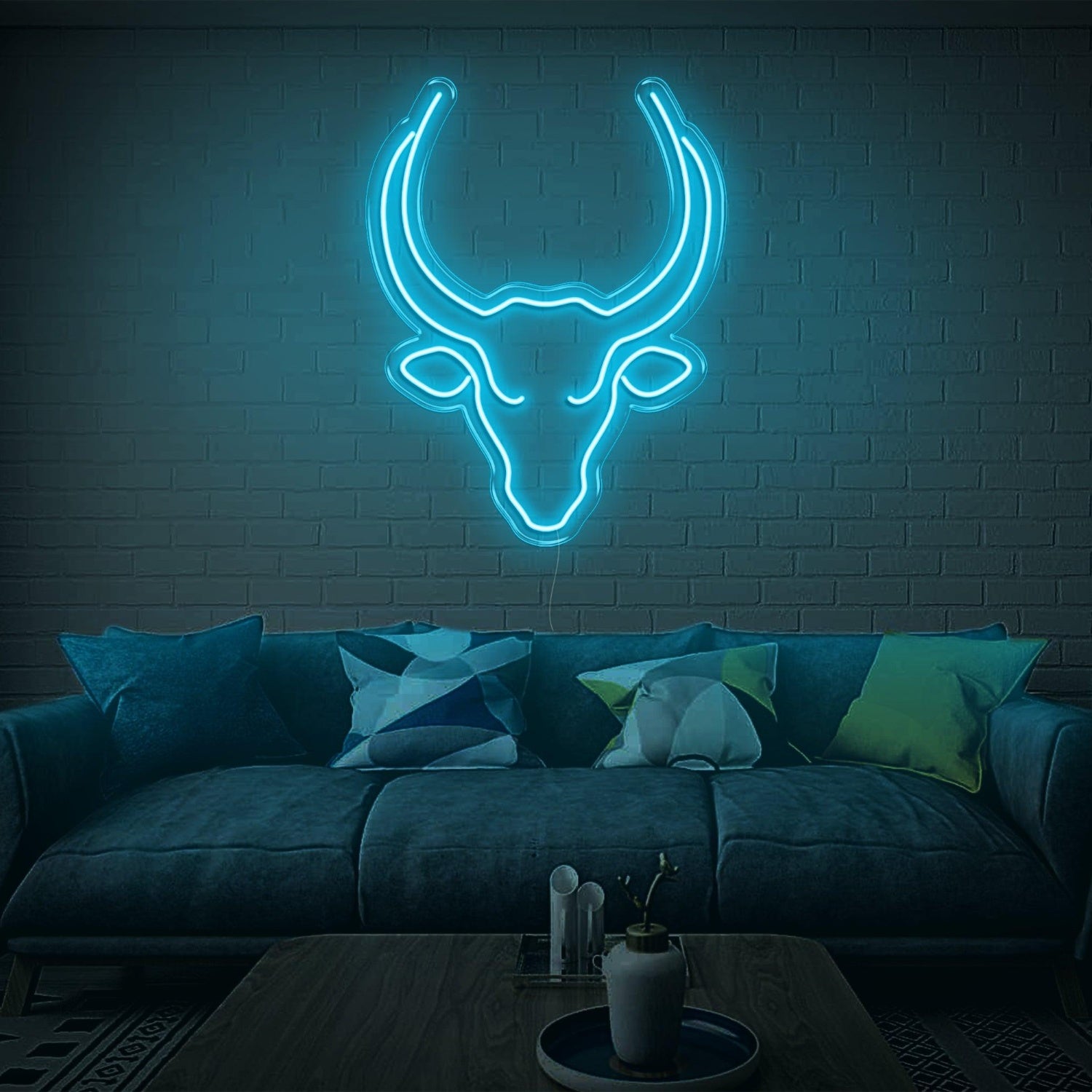 Bright Pink Bull Head Outline Led Neon Sign For Living Room Wall Art | Shineneon