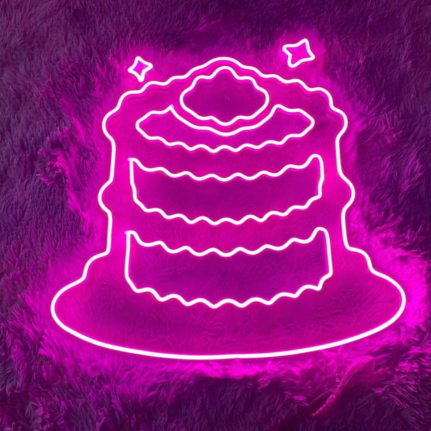 Bright Pink Layered Cake Led Neon Sign For Birthday Party Decor | Shineneon