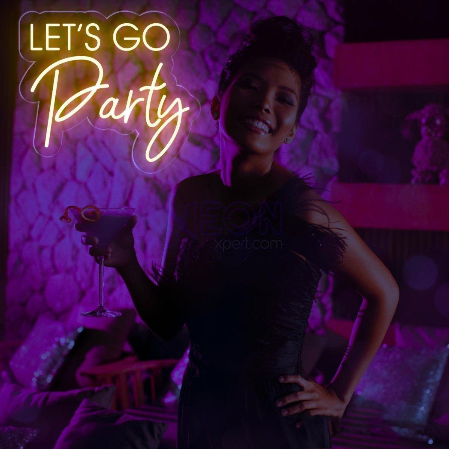 Bright Pink Lets Go Party Led Neon Sign For Bars Events | Shineneon