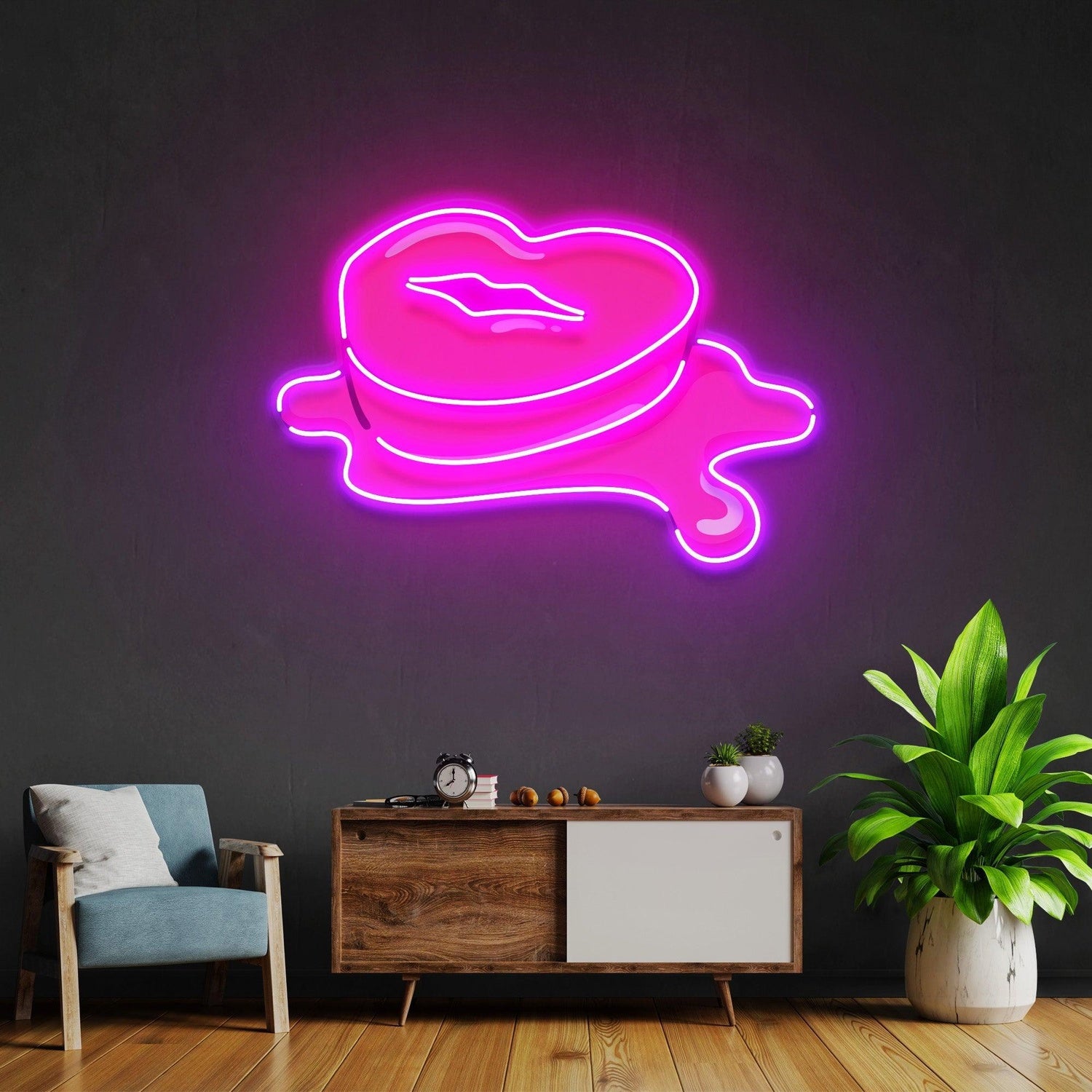 Bright Pink Melted Steak Uv Printed Led Neon Sign For Living Room Bar Decor | Shineneon