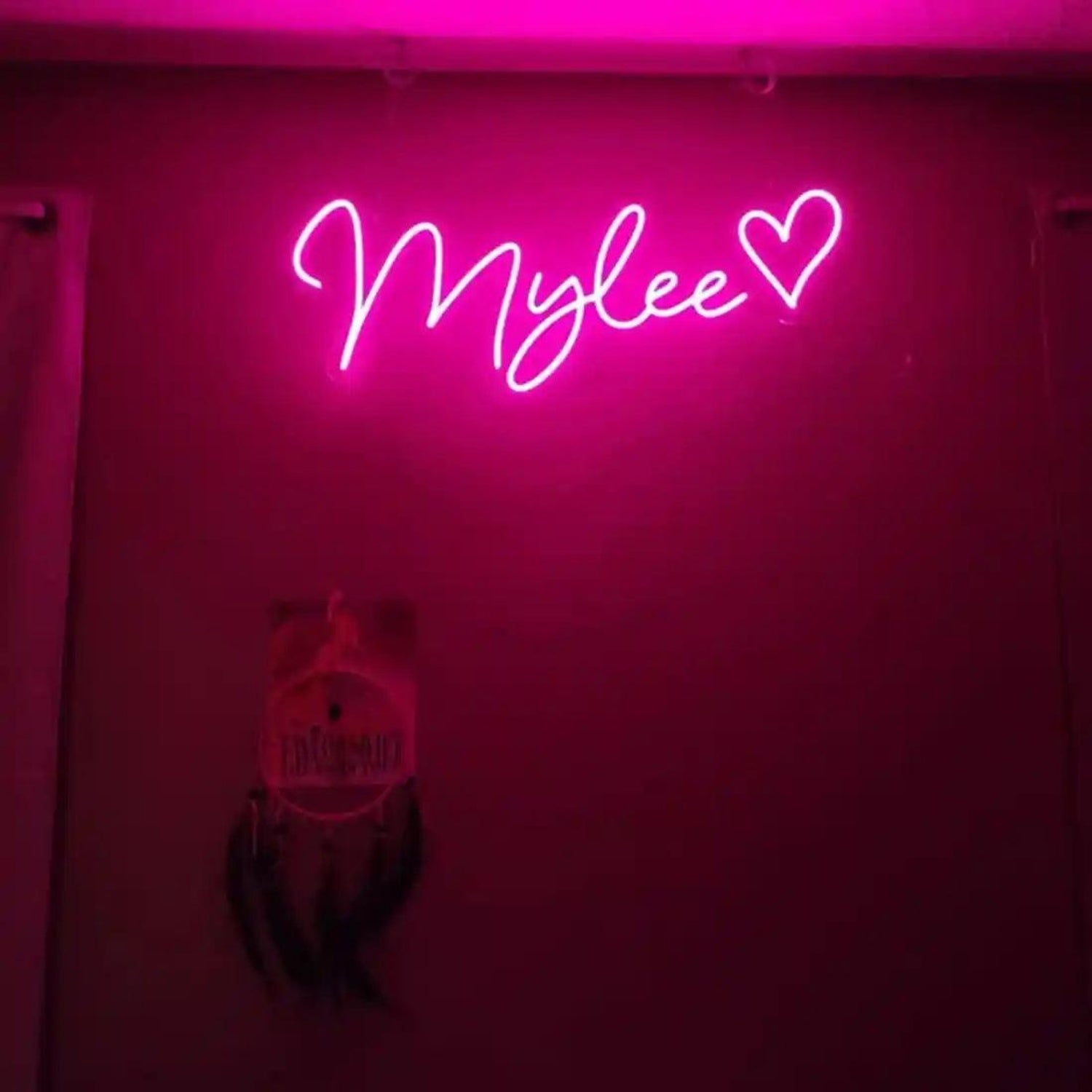 Bright Pink Mylee Heart LED Neon Sign for Personalized Room Decor | Shineneon