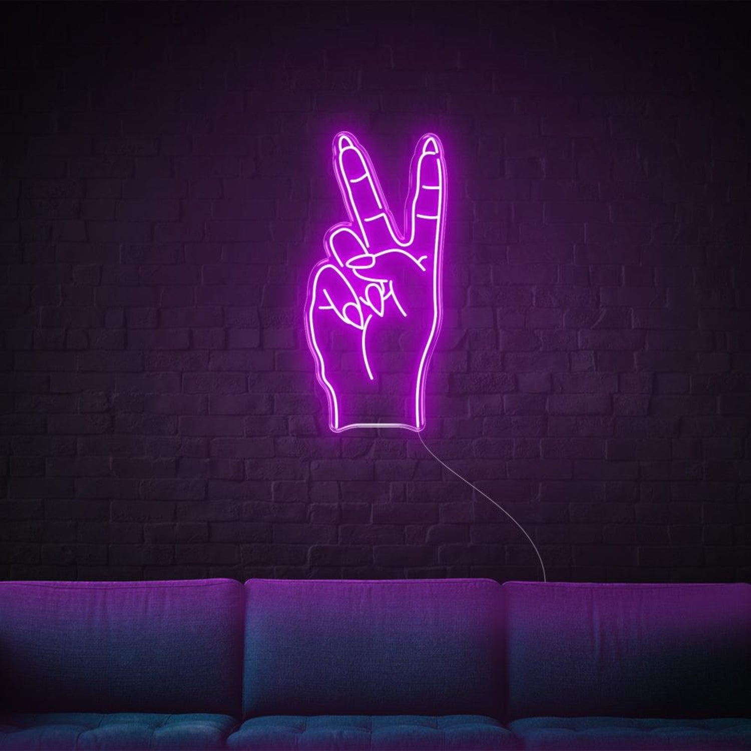 Bright Pink Peace V-Sign Led Neon Sign For Home Bar Wall Decor | Shineneon