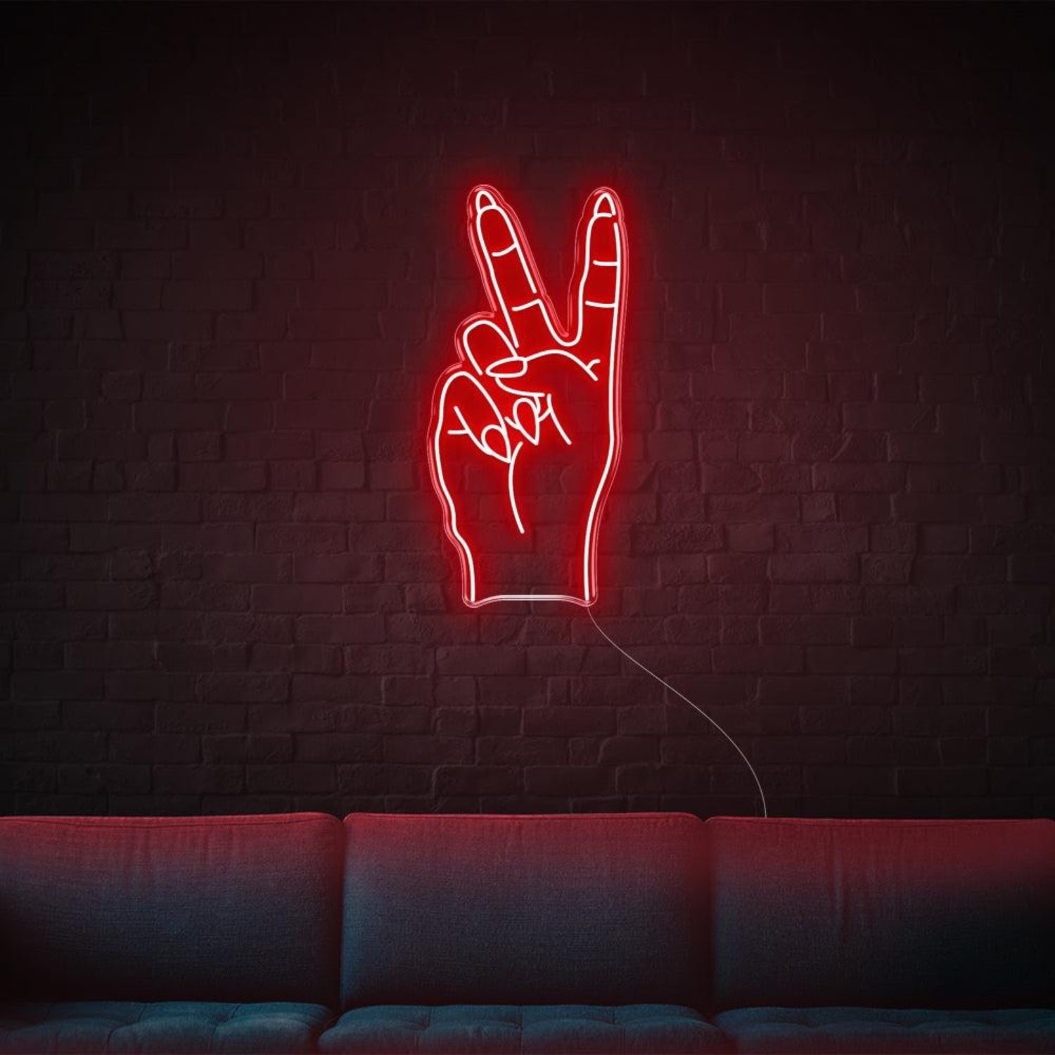 Bright Pink Peace V-Sign Led Neon Sign For Home Bar Wall Decor | Shineneon