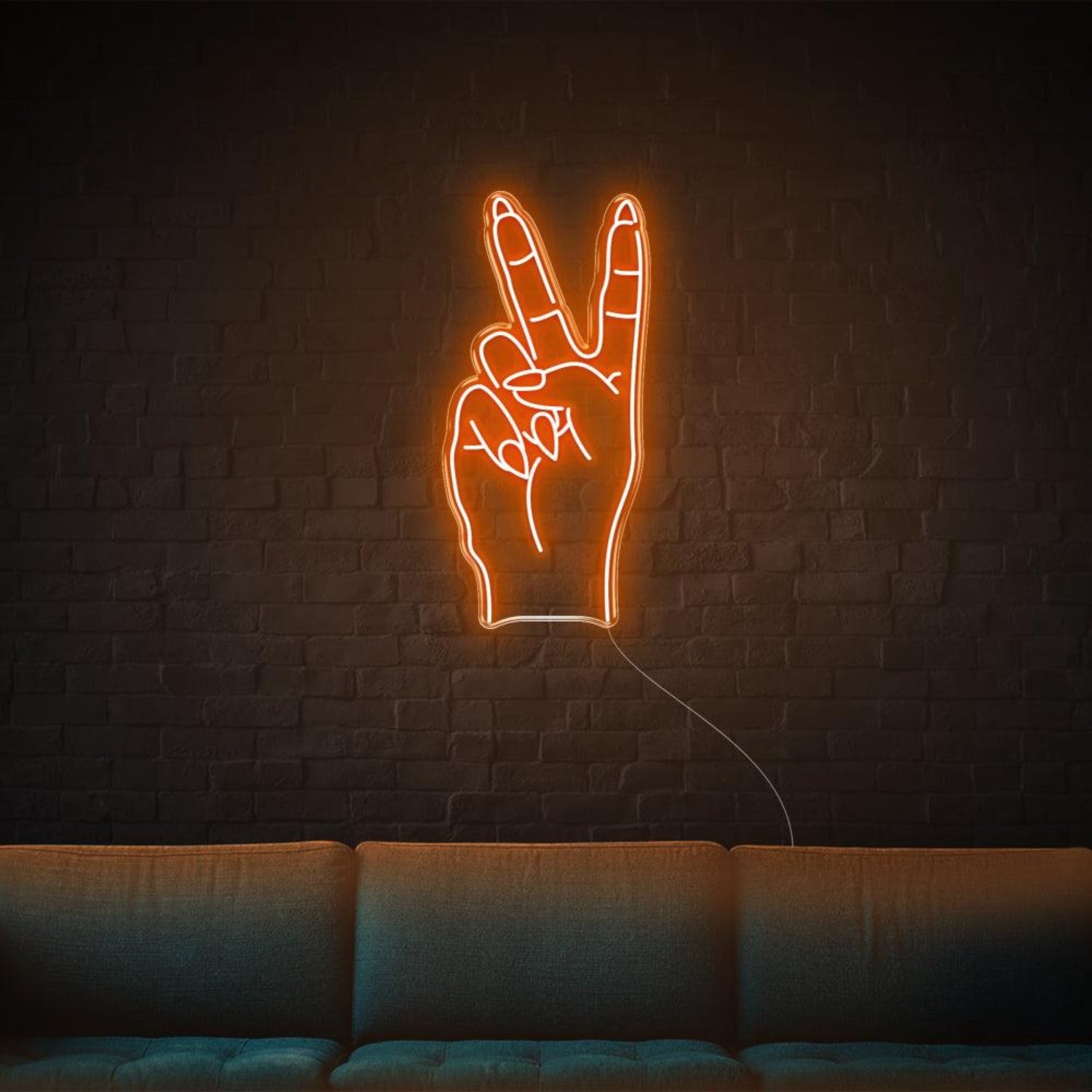 Bright Pink Peace V-Sign Led Neon Sign For Home Bar Wall Decor | Shineneon