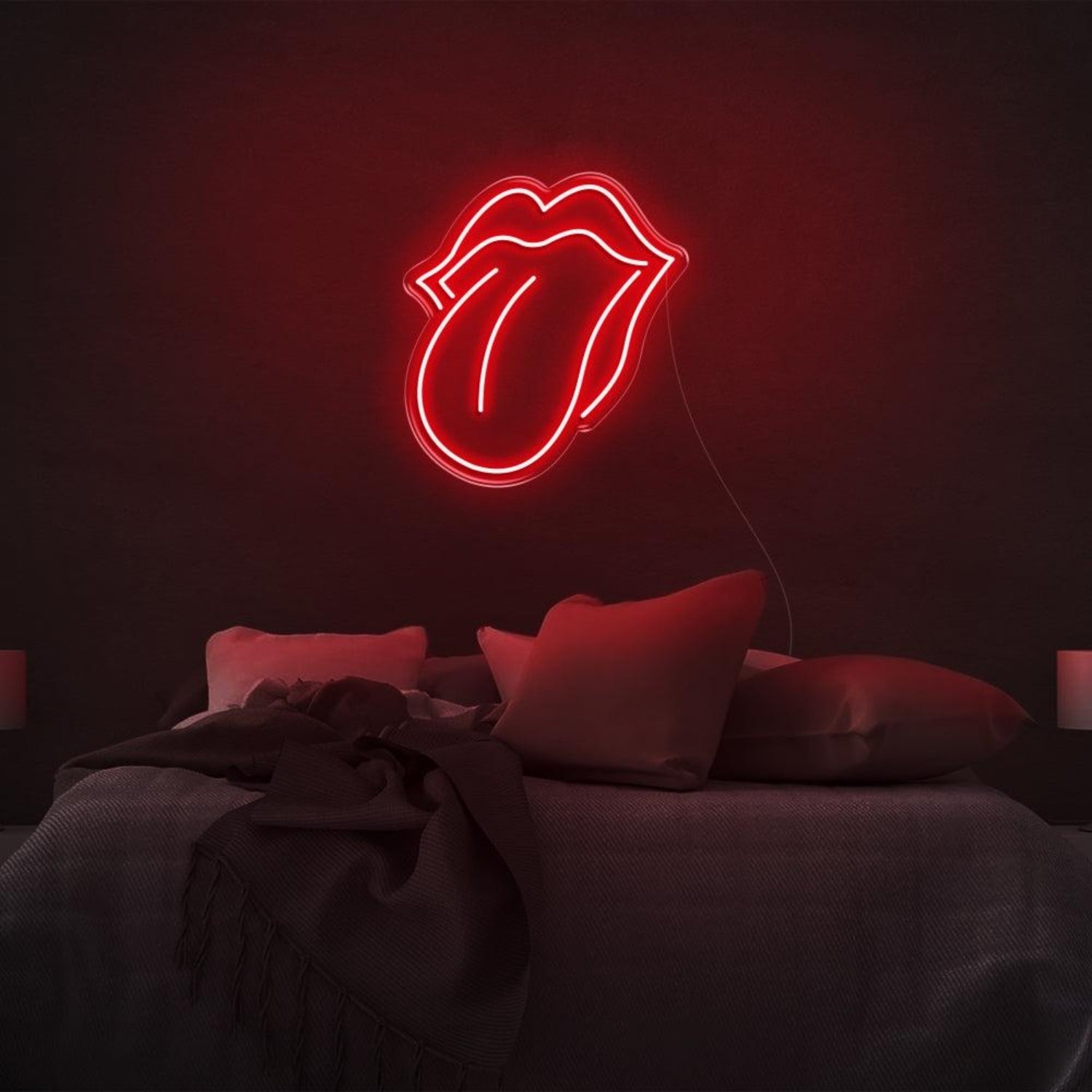 Bright Pink Rolling Stones Tongue Led Neon Sign For Rock Bedroom Decor | Shineneon