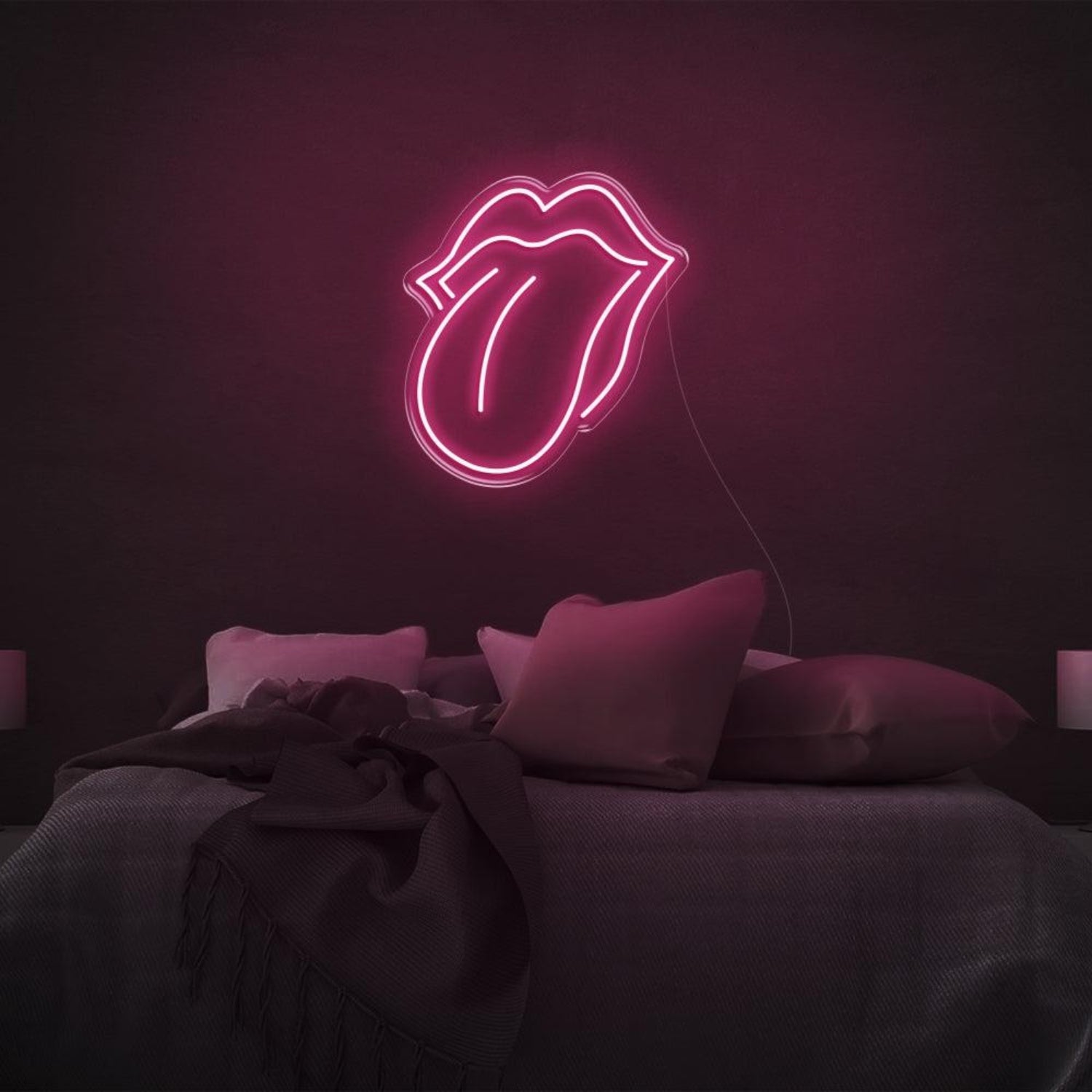 Bright Pink Rolling Stones Tongue Led Neon Sign For Rock Bedroom Decor | Shineneon