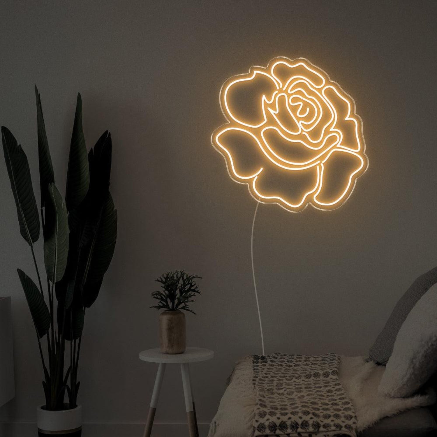 Bright Pink Rose Flower Led Neon Sign For Bedroom Wall Decor | Shineneon