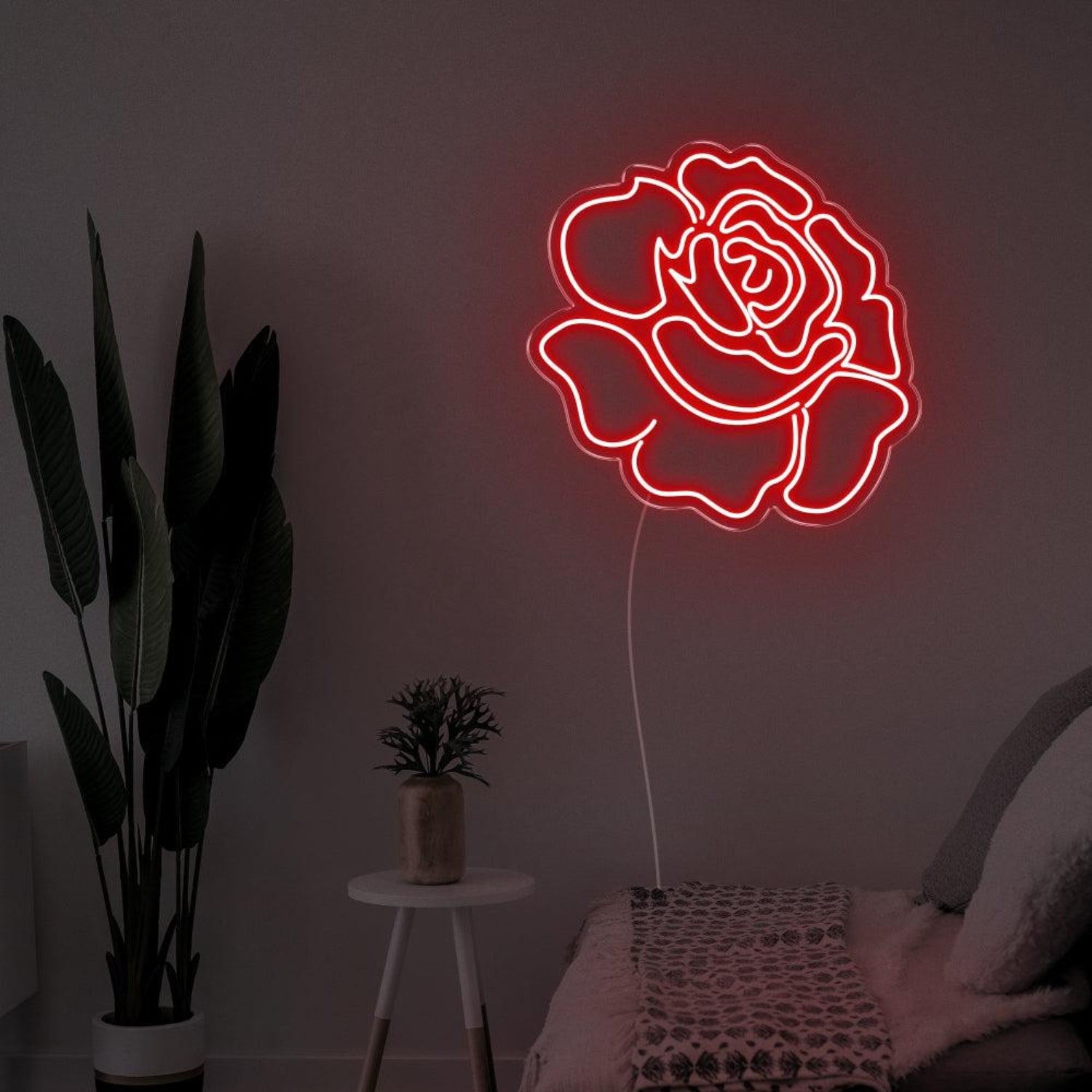 Bright Pink Rose Flower Led Neon Sign For Bedroom Wall Decor | Shineneon