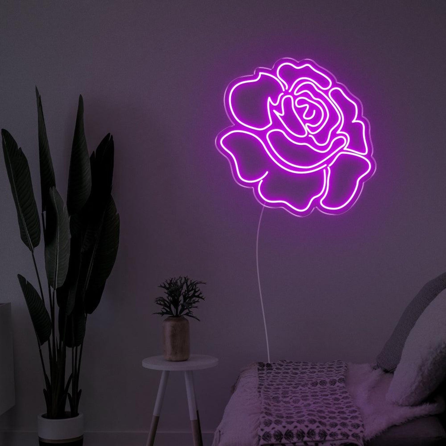 Bright Pink Rose Flower Led Neon Sign For Bedroom Wall Decor | Shineneon