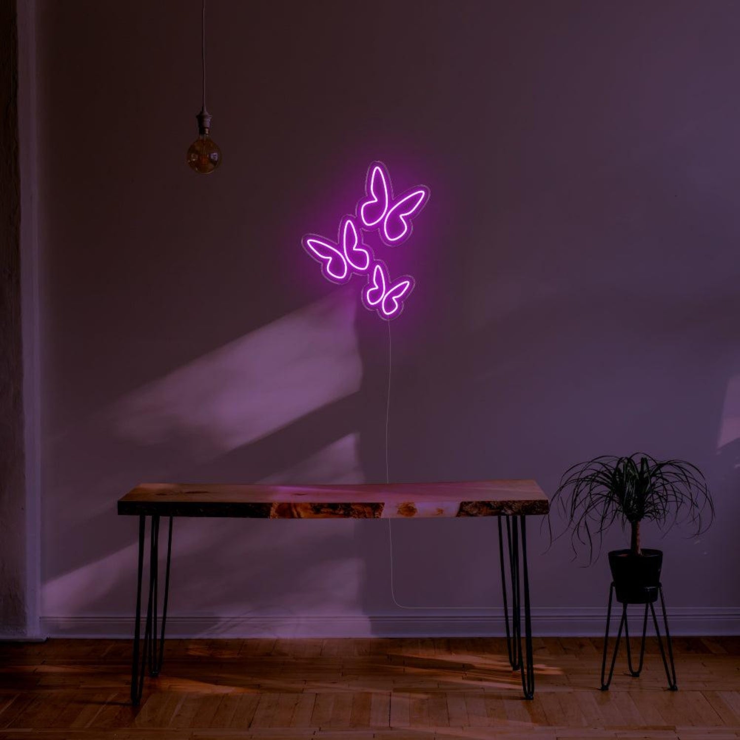 Bright Pink Triple Butterflies Led Neon Sign For Modern Home Decor | Shineneon