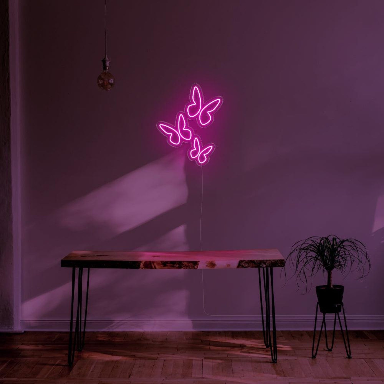 Bright Pink Triple Butterflies Led Neon Sign For Modern Home Decor | Shineneon