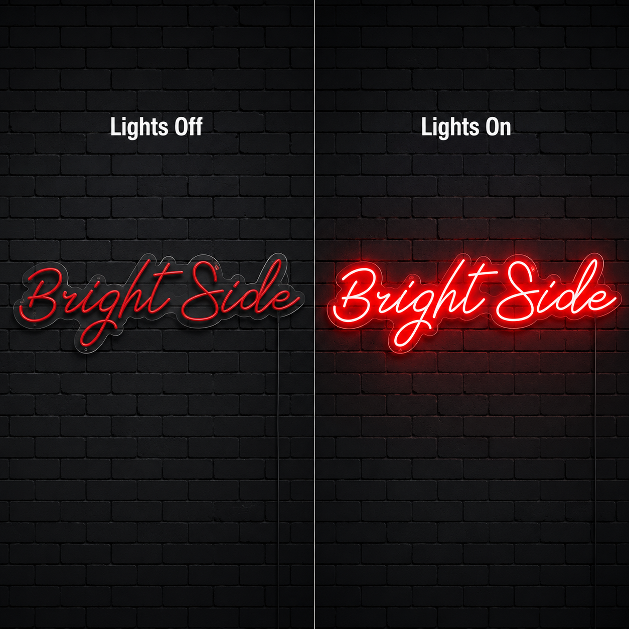 Bright Side LED Neon Sign - 06 Day Night Comparison