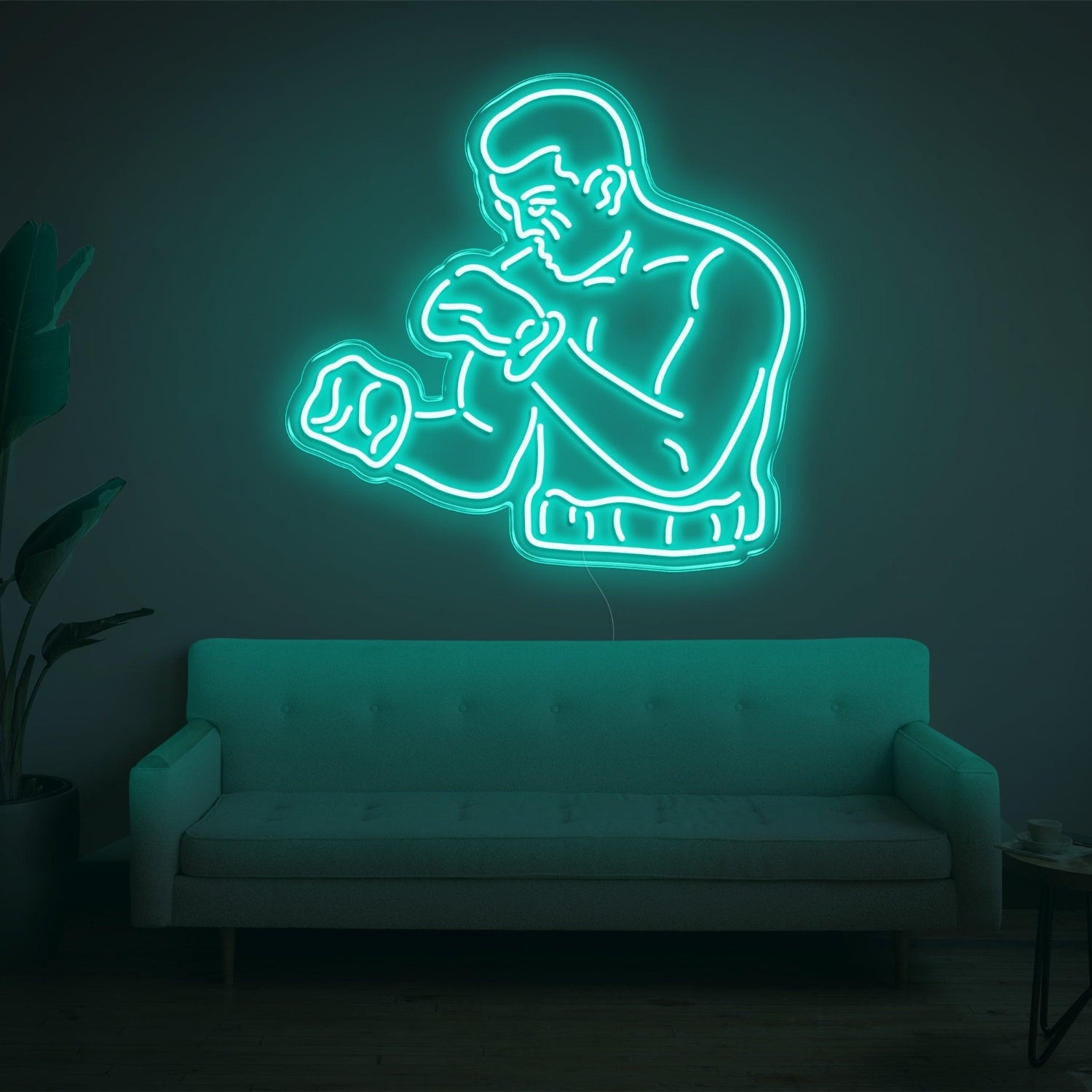 Bright Yellow Boxing Boxer Silhouette Led Neon Sign For Home Gym Wall Decor | Shineneon