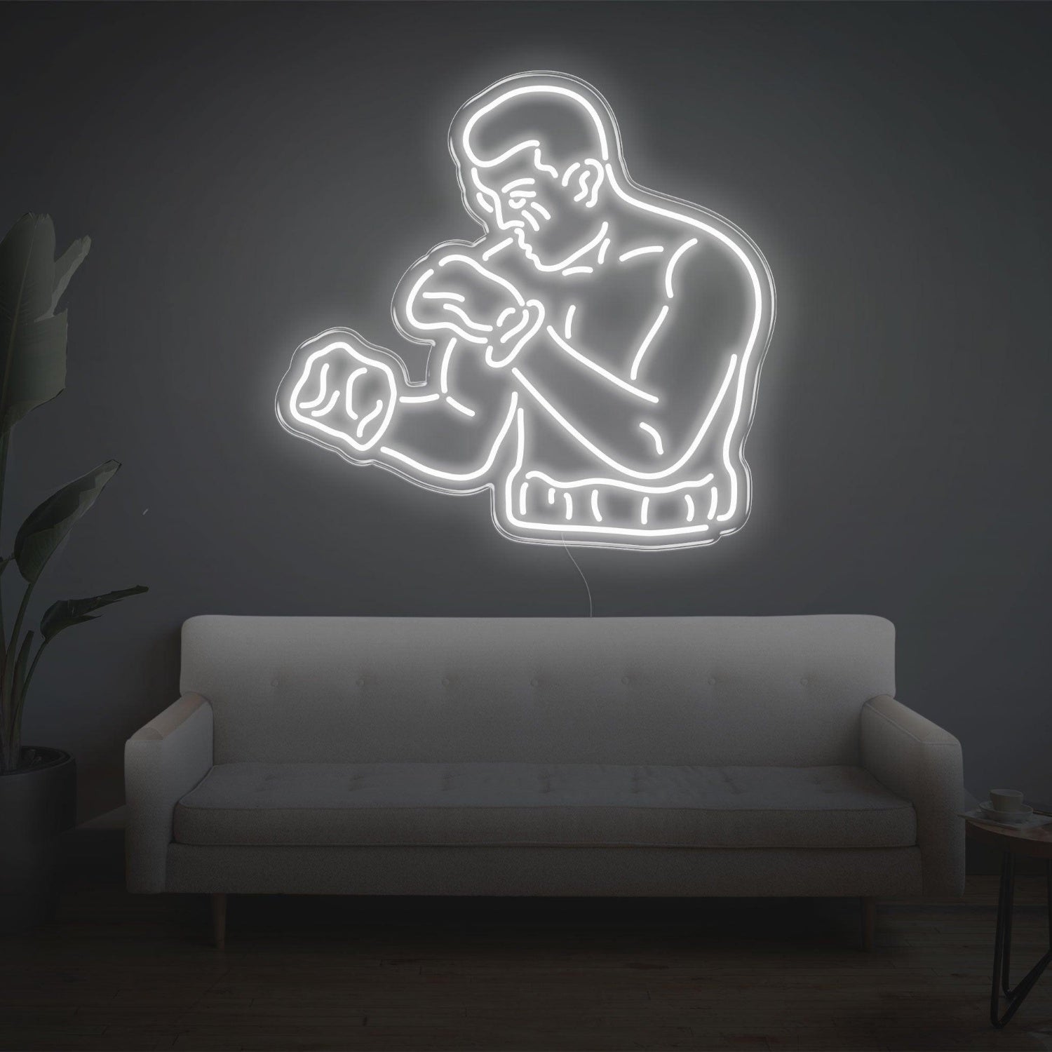 Bright Yellow Boxing Boxer Silhouette Led Neon Sign For Home Gym Wall Decor | Shineneon