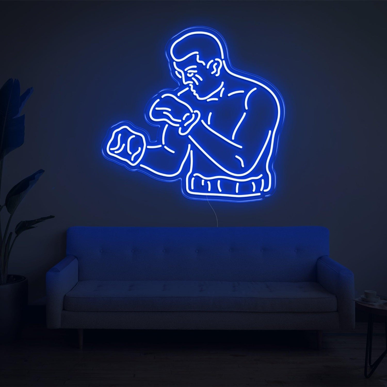 Bright Yellow Boxing Boxer Silhouette Led Neon Sign For Home Gym Wall Decor | Shineneon