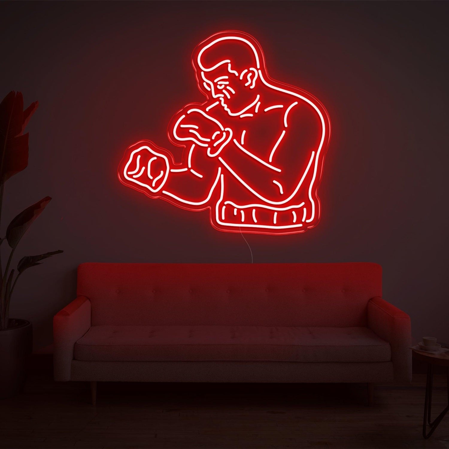 Bright Yellow Boxing Boxer Silhouette Led Neon Sign For Home Gym Wall Decor | Shineneon
