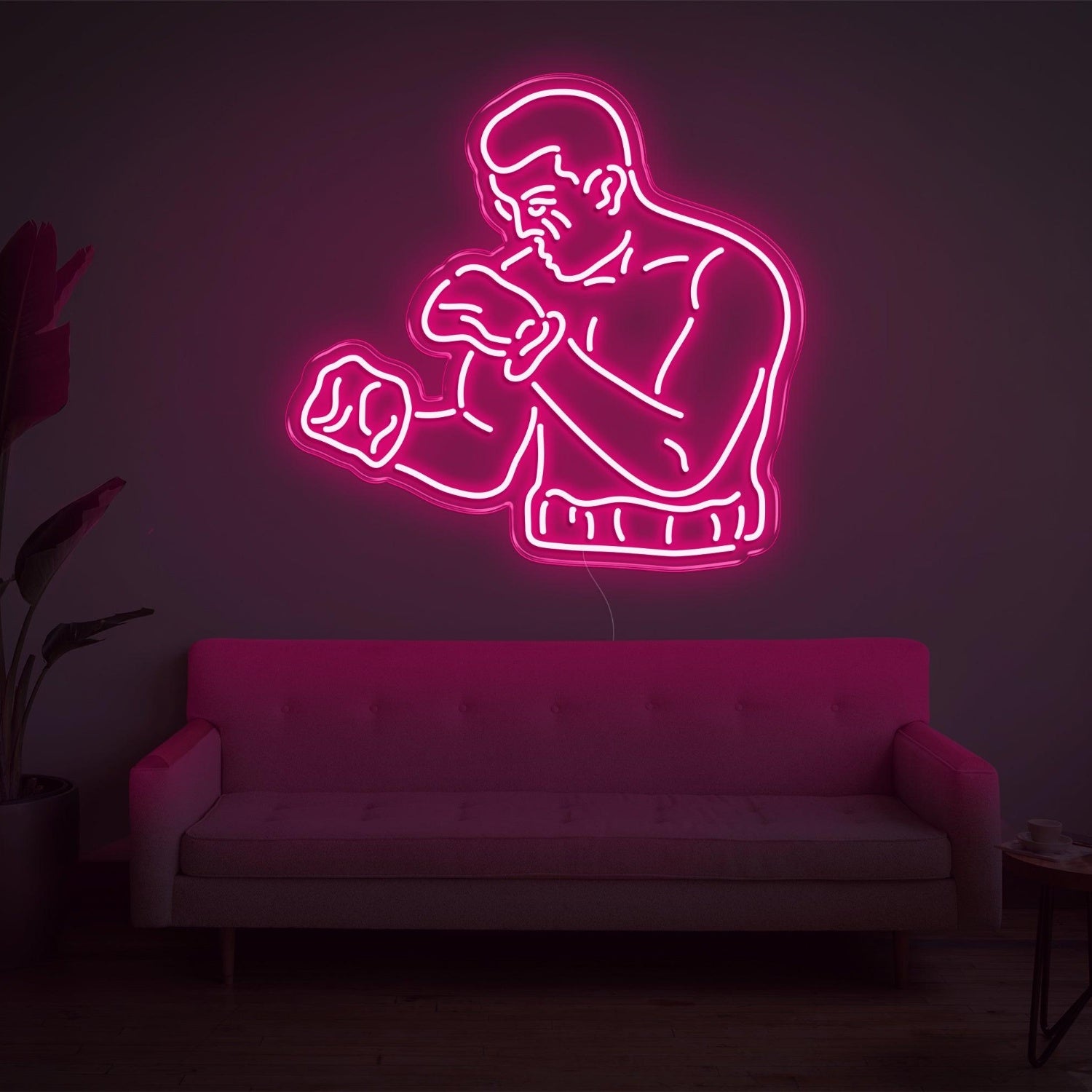 Bright Yellow Boxing Boxer Silhouette Led Neon Sign For Home Gym Wall Decor | Shineneon
