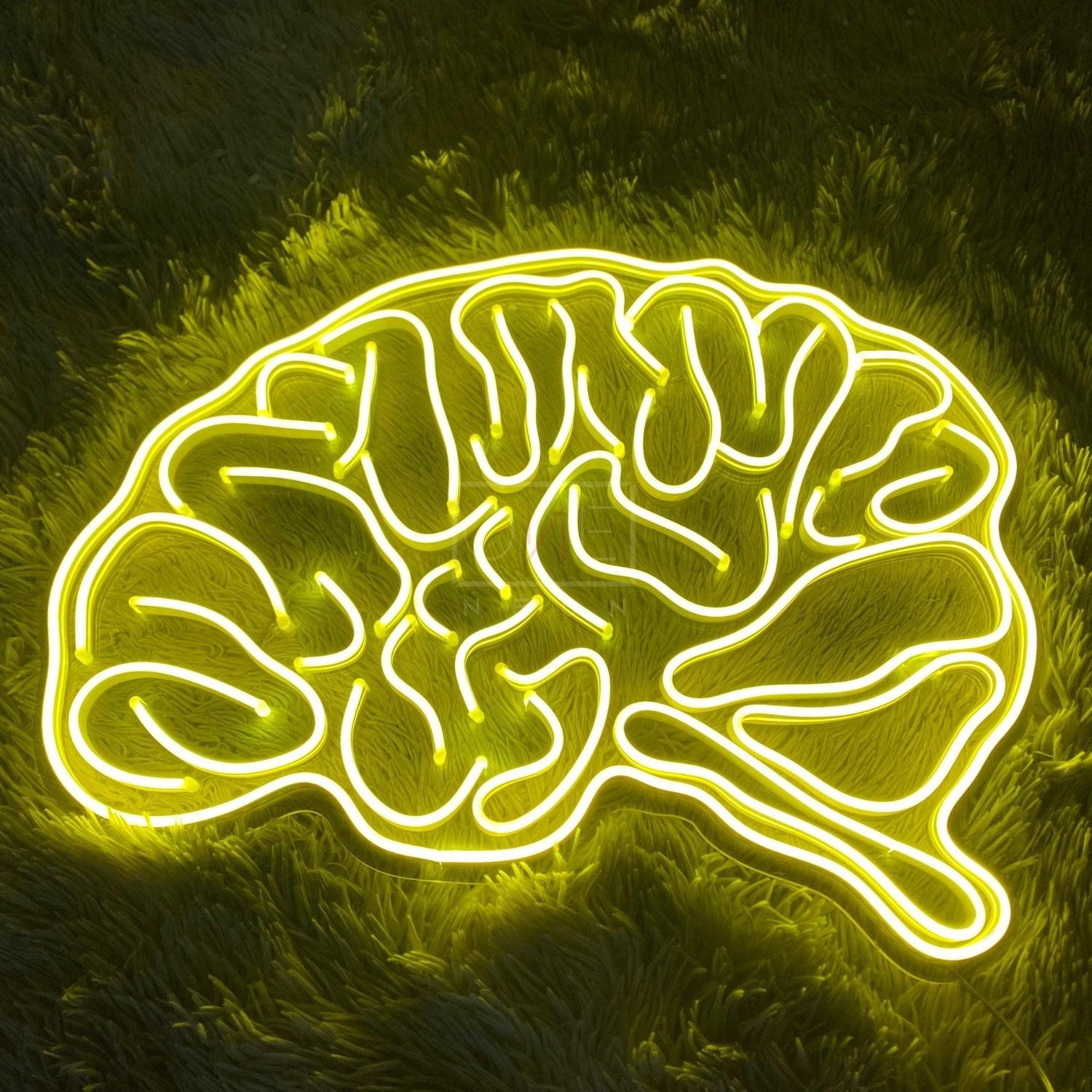 Bright Yellow Brain Art Led Neon Sign For Tech Spaces | Shineneon