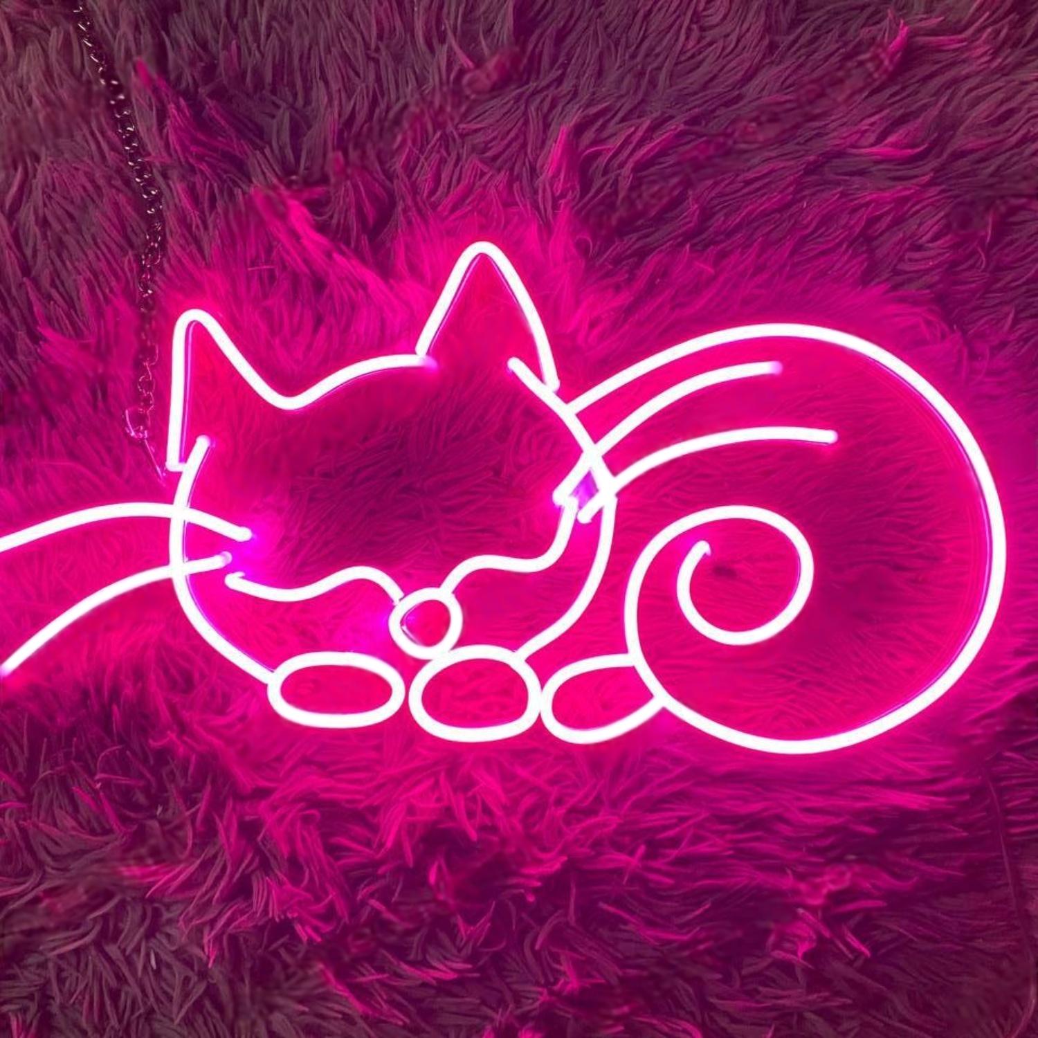 Bright Yellow Cartoon Cats Led Neon Sign For Pet Cafe And Bedroom Decor | Shineneon